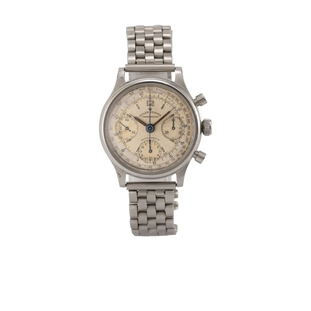 Sehr attraktiver, seltener Vintage Armbandchronograph mit schwarzer