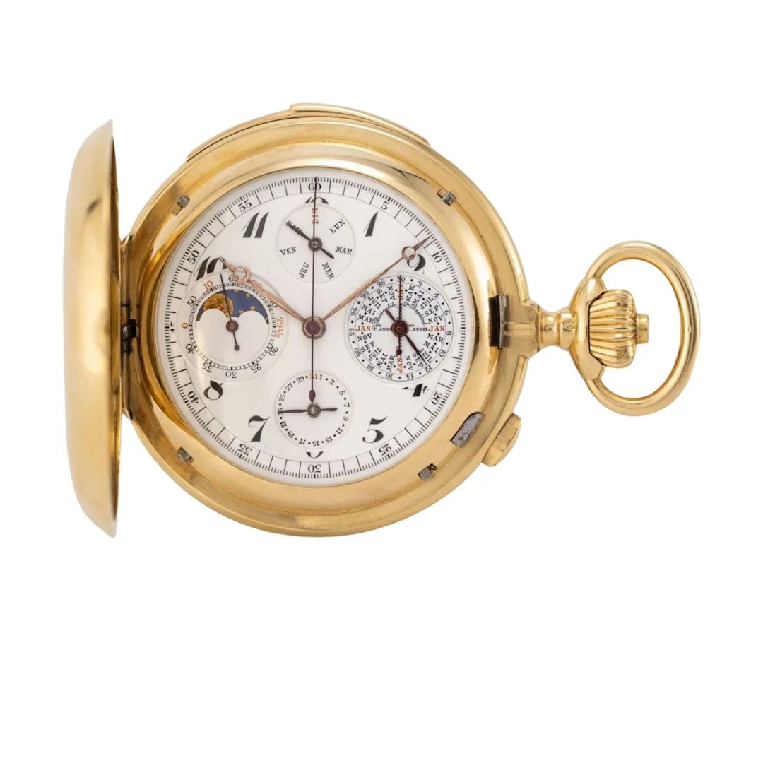 Beeindruckende und schwere Savonnette mit Minutenrepetition, Chronograph