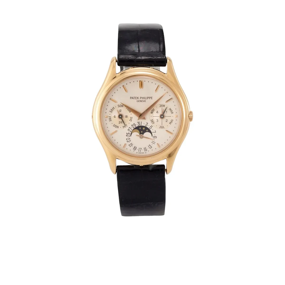 Extrem seltene, hoch elegante, roségoldene Genfer Neo-Vintage Armbanduhr
