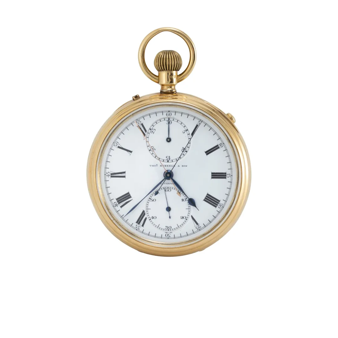 Hochfeine, seltene Liverpooler Taschenuhr mit Schleppzeigerchronograph