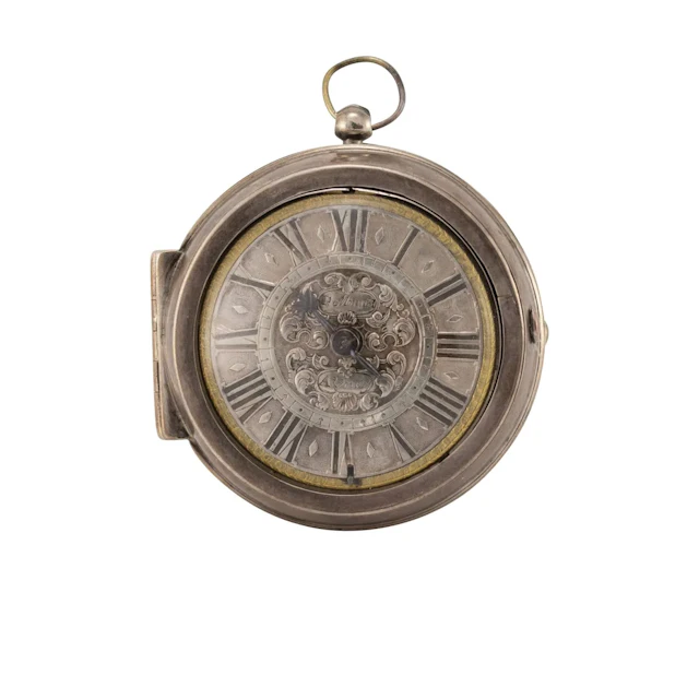 Einzeigrige Schweizer Doppelgehäuse-Spindeltaschenuhr mit 2 Originalschlüsseln