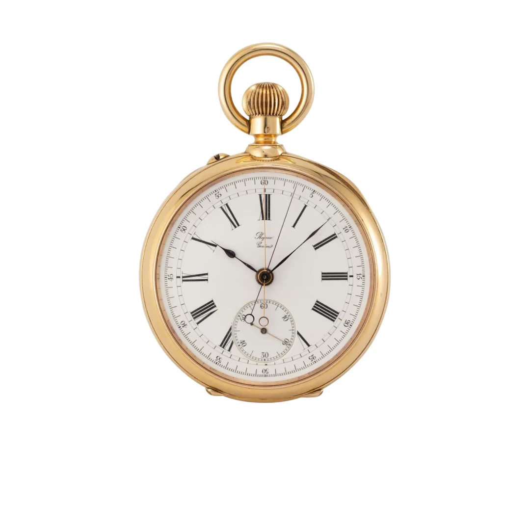 Extrem seltene Genfer Taschenuhr mit Chronograph und zentralem 60