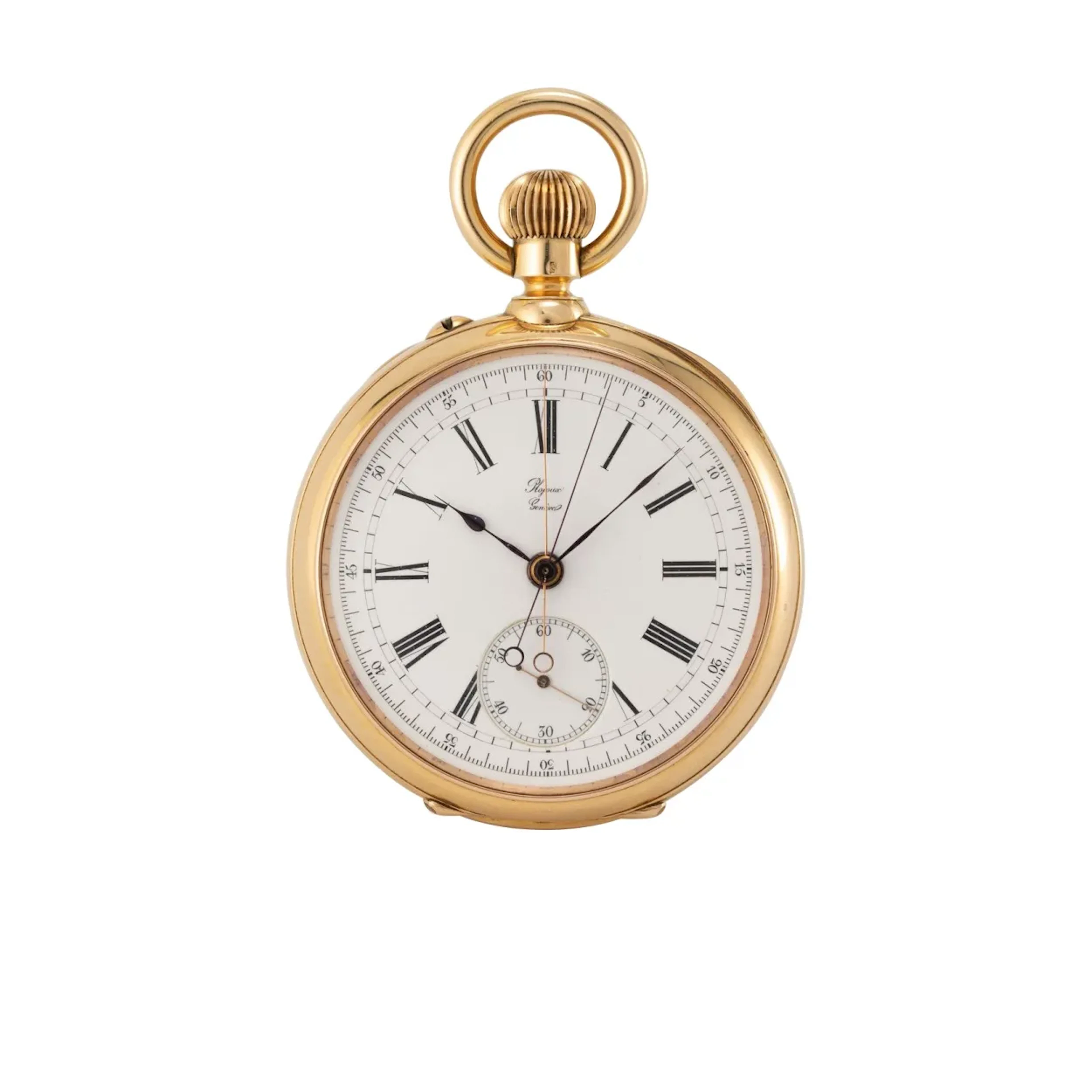 Extrem seltene Genfer Taschenuhr mit Chronograph und zentralem 60