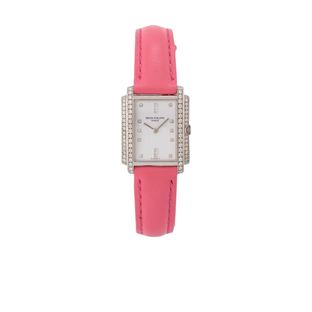 Elegante und kostbare, diamantbesetzte Genfer Damenarmbanduhr