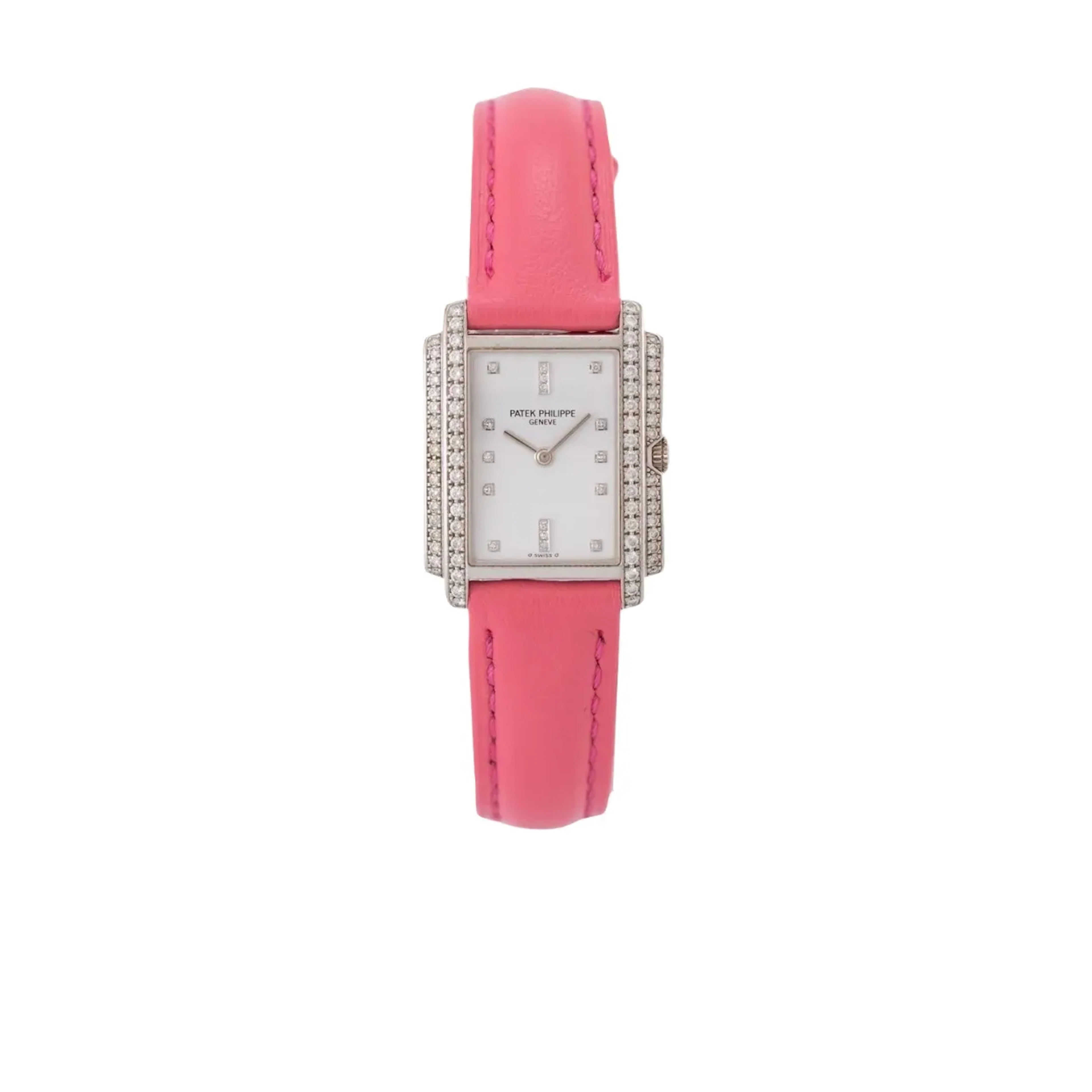 Elegante und kostbare, diamantbesetzte Genfer Damenarmbanduhr