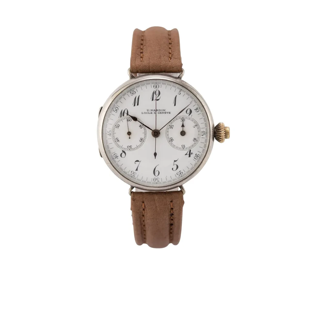 Attraktiver, früher Vintage Eindrückerchronograph mit 30 Min.-Zähler