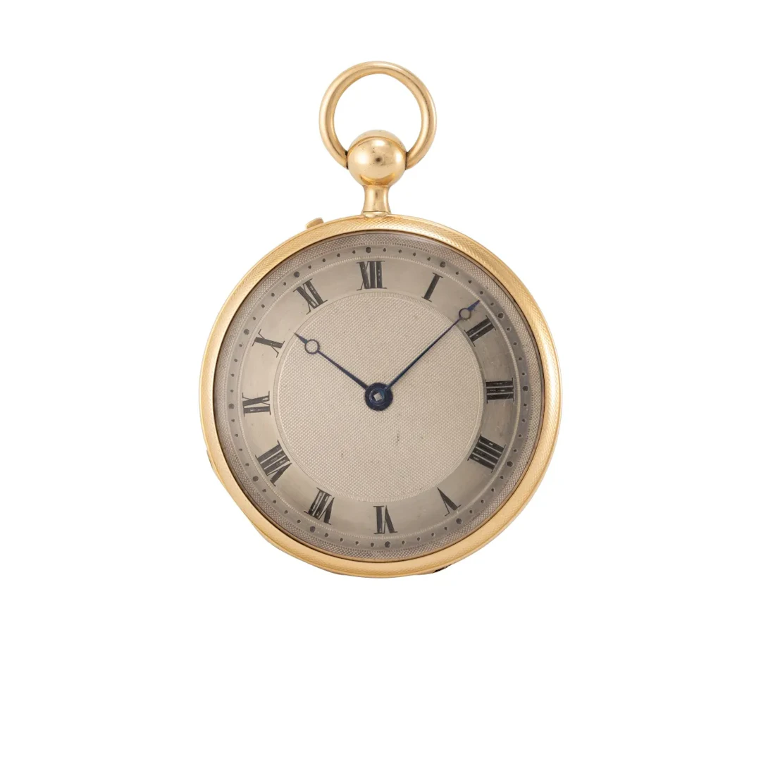 Feine, flache Genfer Taschenuhr mit Viertelstundenrepetition und
