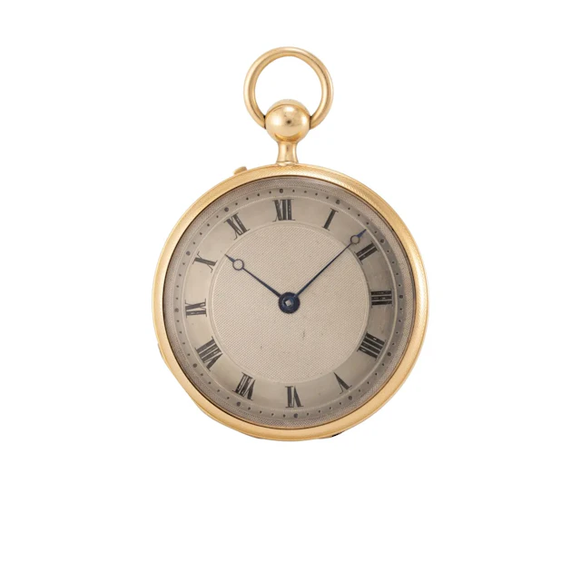 Feine, flache Genfer Taschenuhr mit Viertelstundenrepetition und