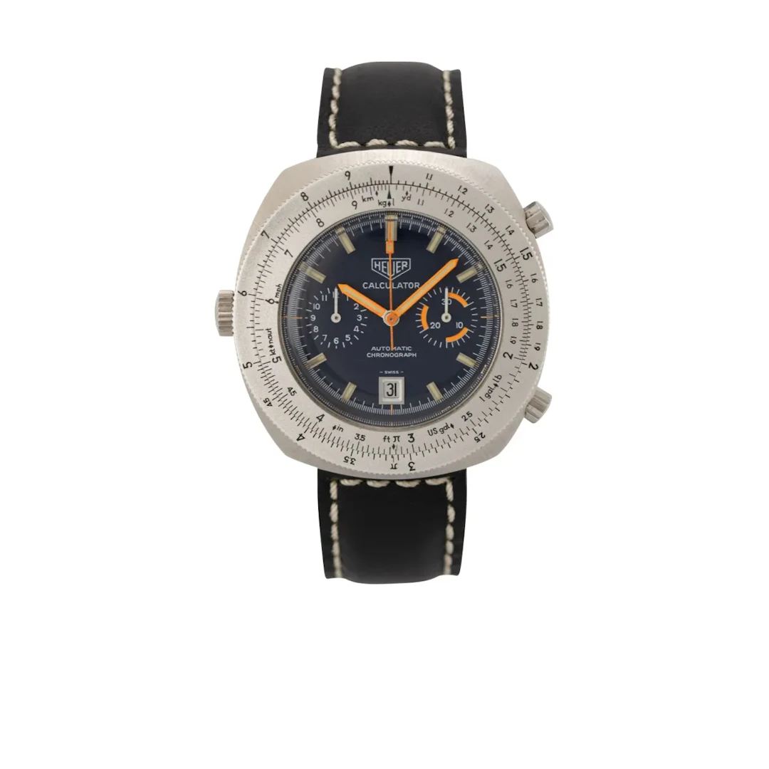 Seltener und großer Vintage Armbandchronograph mit Datum und Rechenschieberfunkt