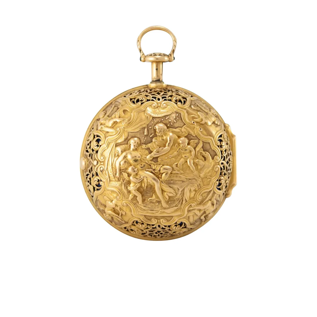 Prächtige Londoner Repoussé Doppelgehäuse-Spindeltaschenuhr mit V