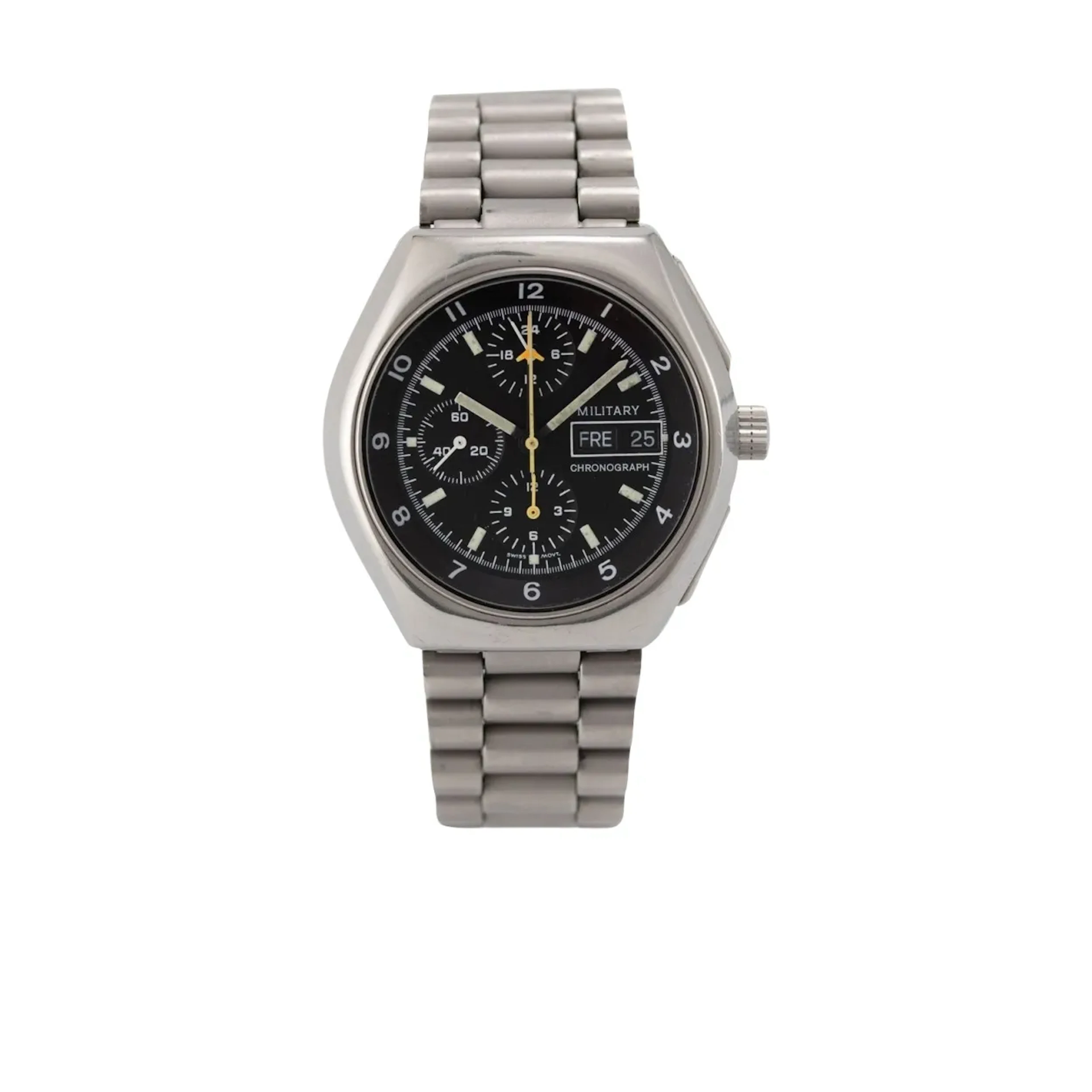 Äußerst attraktiver Neo-Vintage Fliegerchronograph mit Tag-/Datumsanzeige