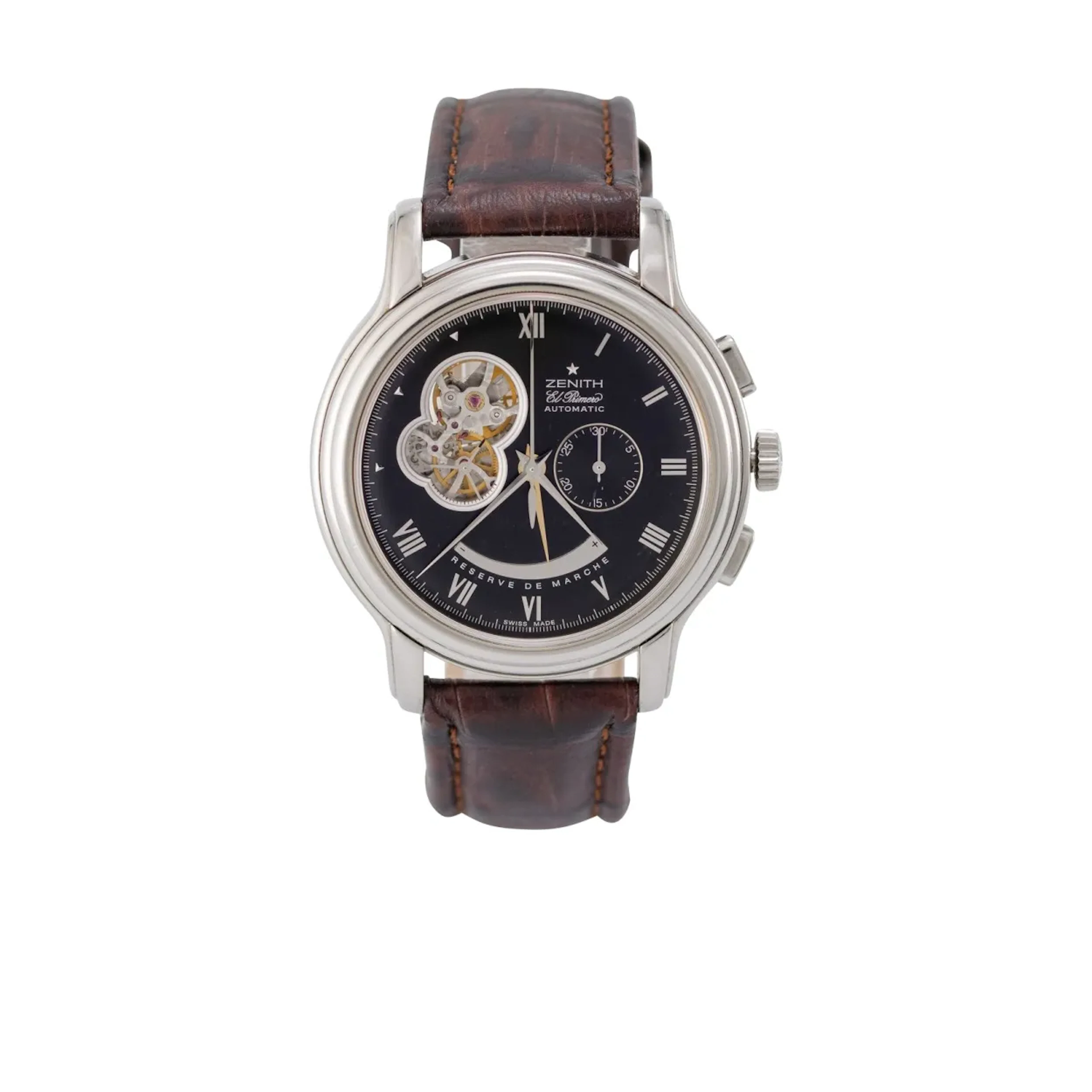 Sehr attraktive Armbanduhr mit Chronograph, Gangreserveanzeige und