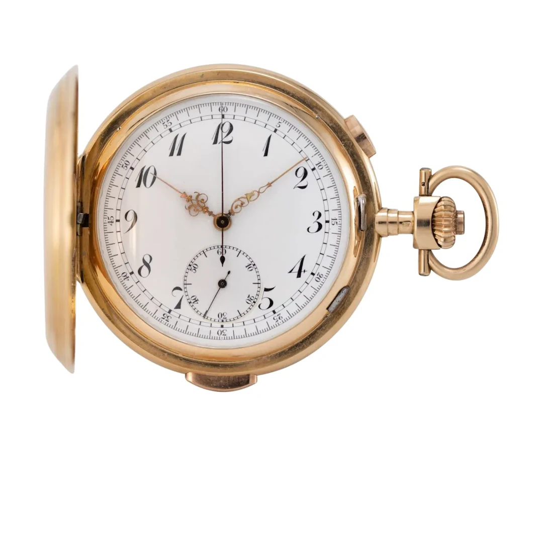 Feine Savonnette mit Minutenrepetition, Chronograph und schwerer 14