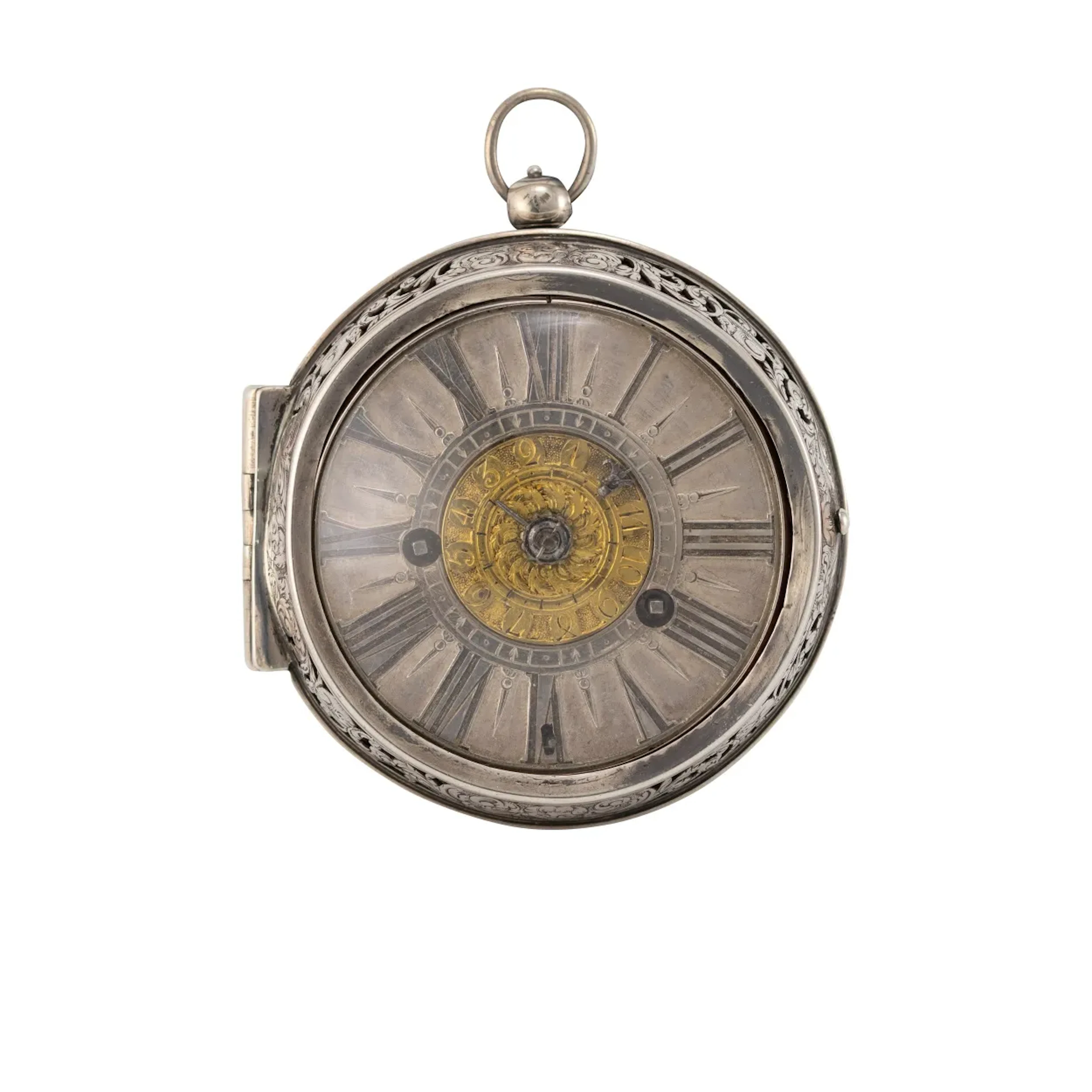 Hochfeine, einzeigrige Doppelgehäuse-Spindeltaschenuhr mit Weckwerk