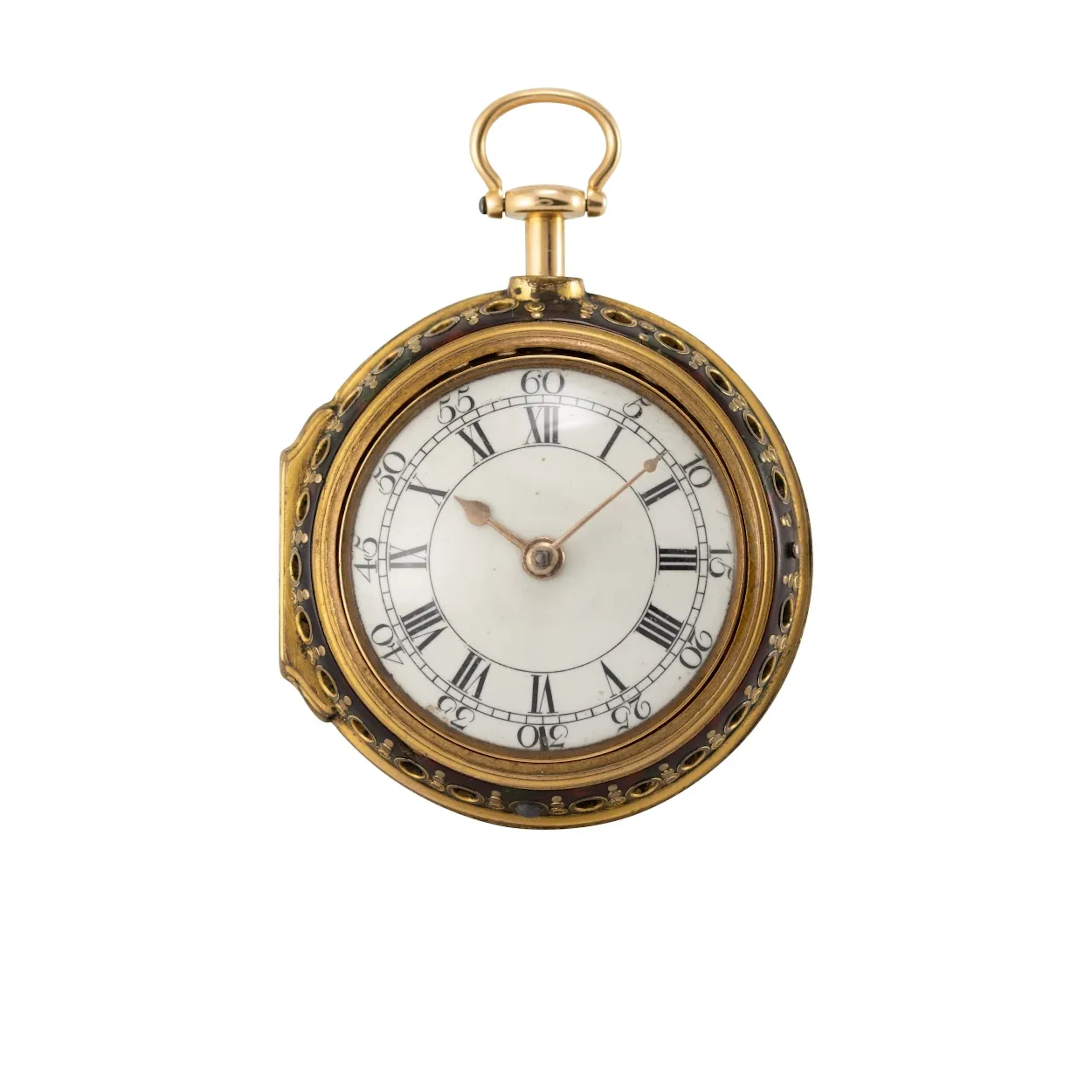 Feine, kleine Londoner Doppelgehäuse-Spindeltaschenuhr mit Vierte