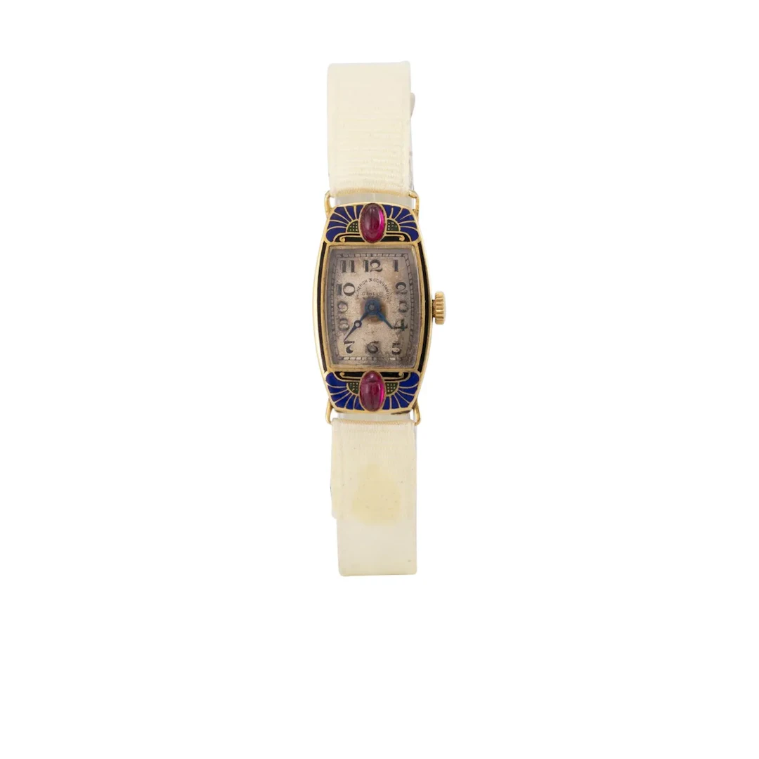 Bedeutende und seltene Genfer Vintage Art déco Damenarmbanduhr mit
