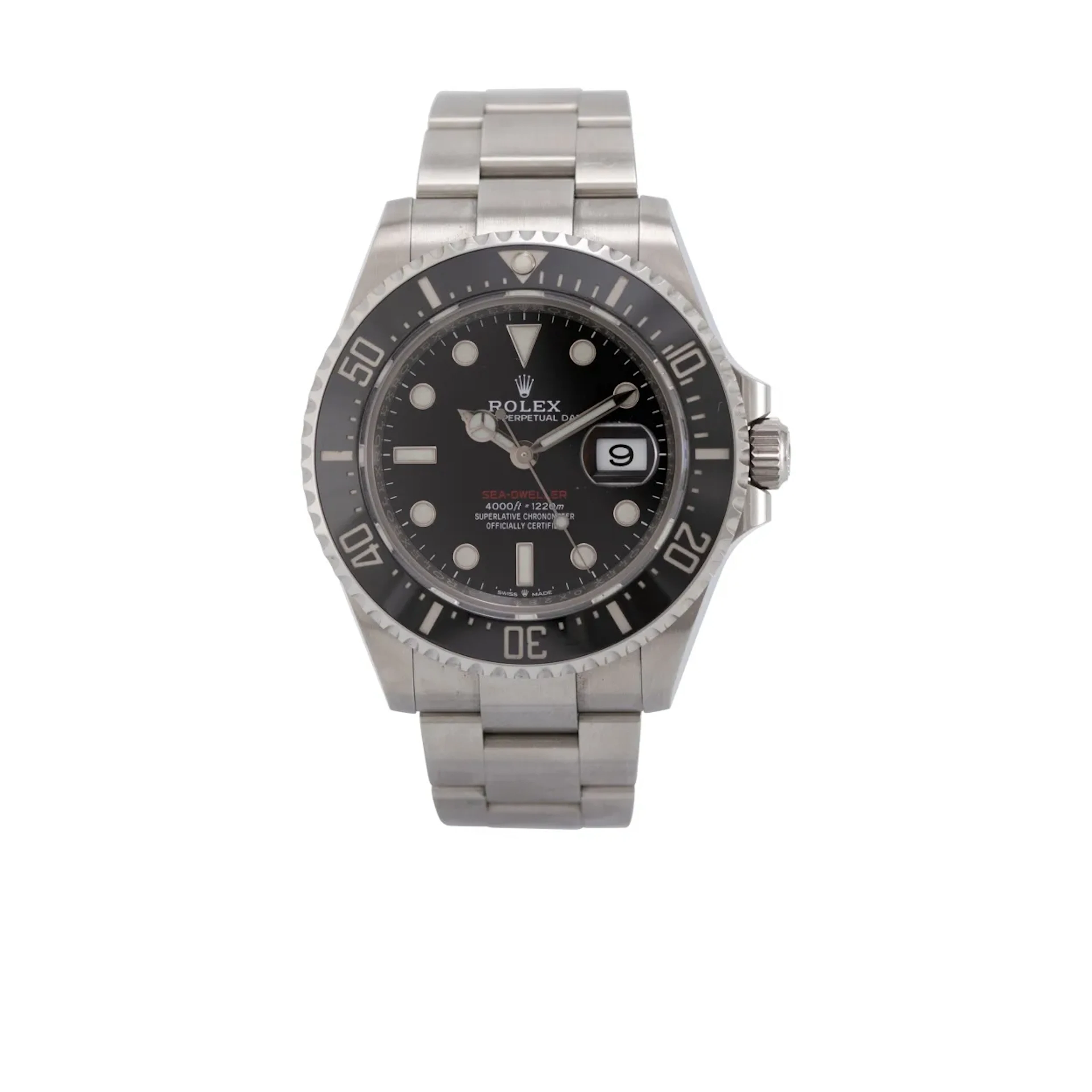 Gesuchte, schwere Taucherarmbanduhr mit Datum, rotem Schriftzug und