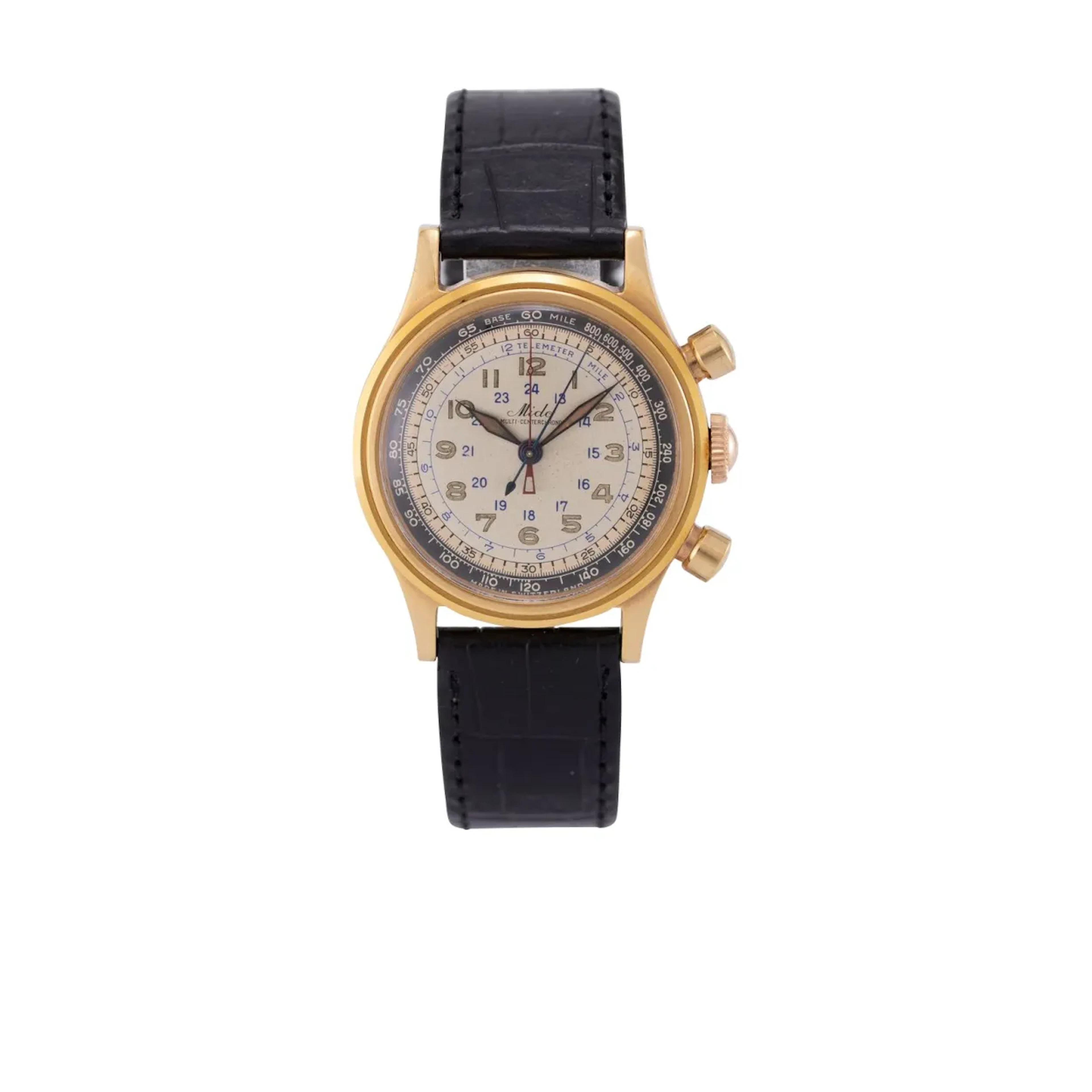 Antimagnetischer Vintage Armbandchronograph mit zentralem 60-Minuten-Zähler