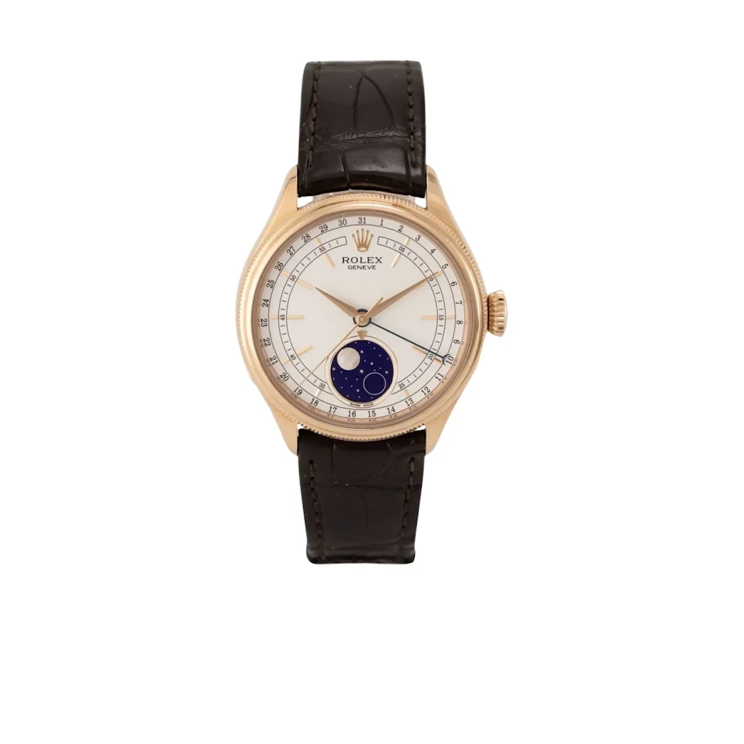 Sehr elegante, schwere Armbanduhr mit Datum und Mondphase