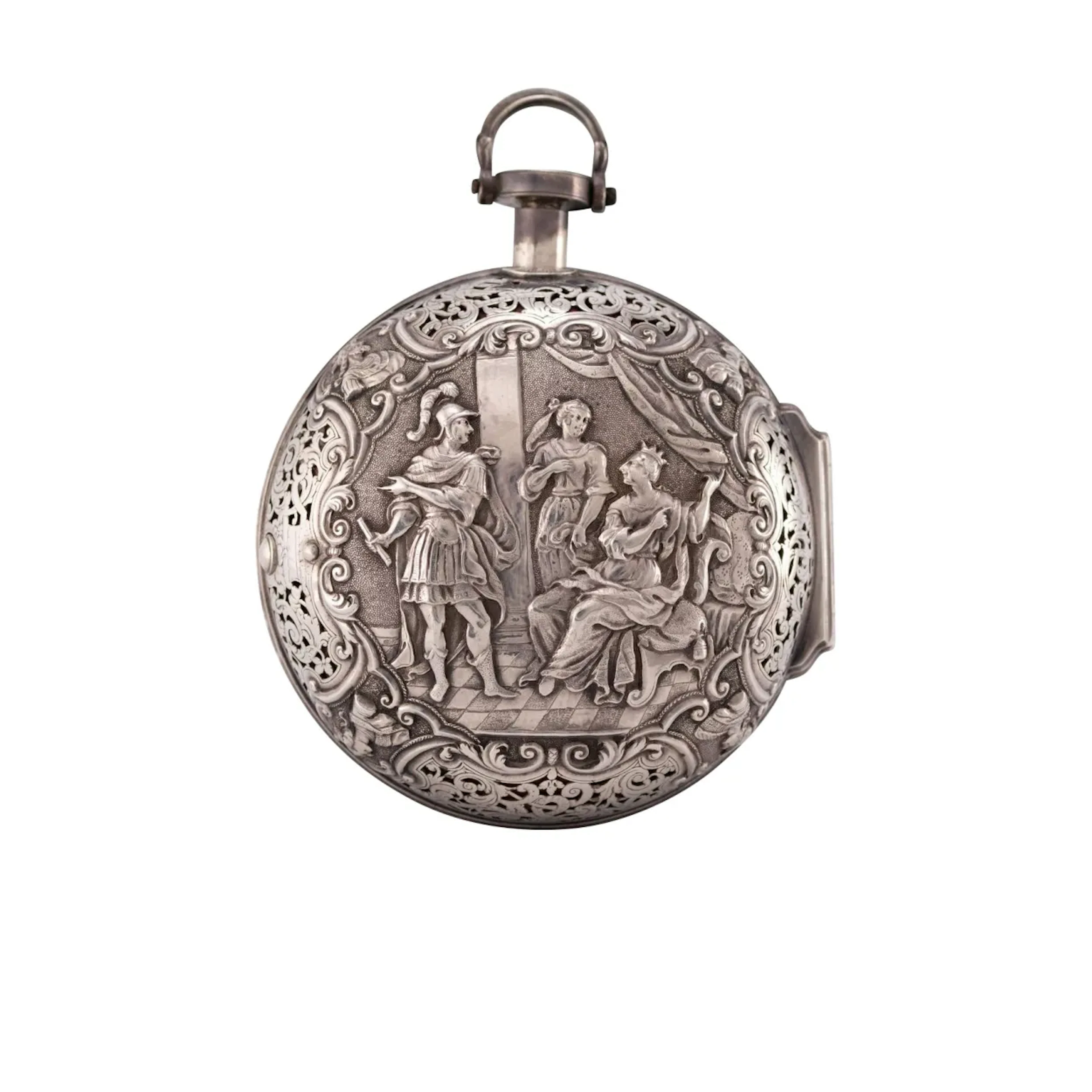 Exquisite Friedberger Barock Doppelgehäuse-Kutschenuhr mit Viertelstunden-Stunde