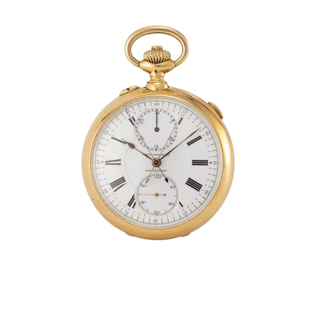 Extrem seltene Amsterdamer Taschenuhr mit Schleppzeigerchronograph