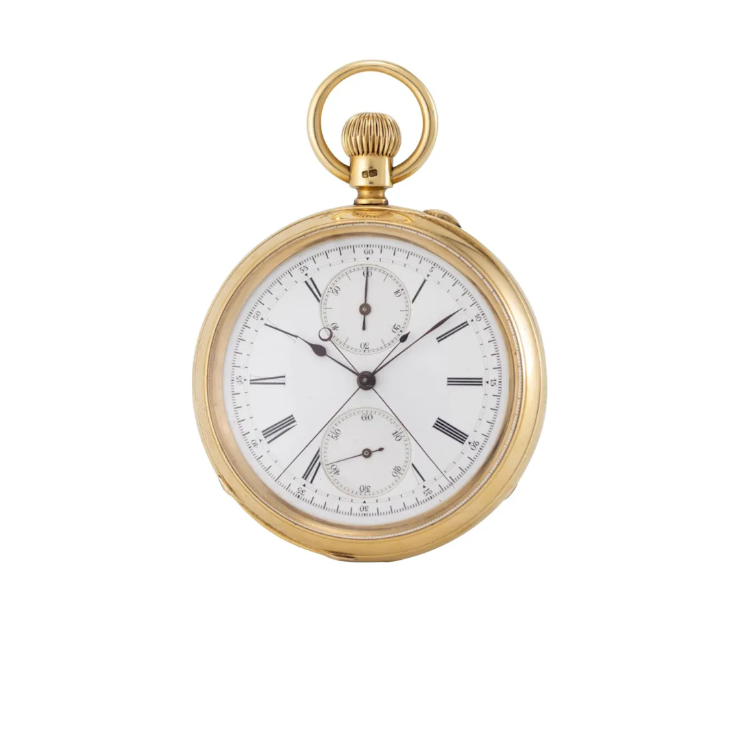 Schwere Londoner Taschenuhr mit Schleppzeigerchronograph und 60 Min.-Zähler