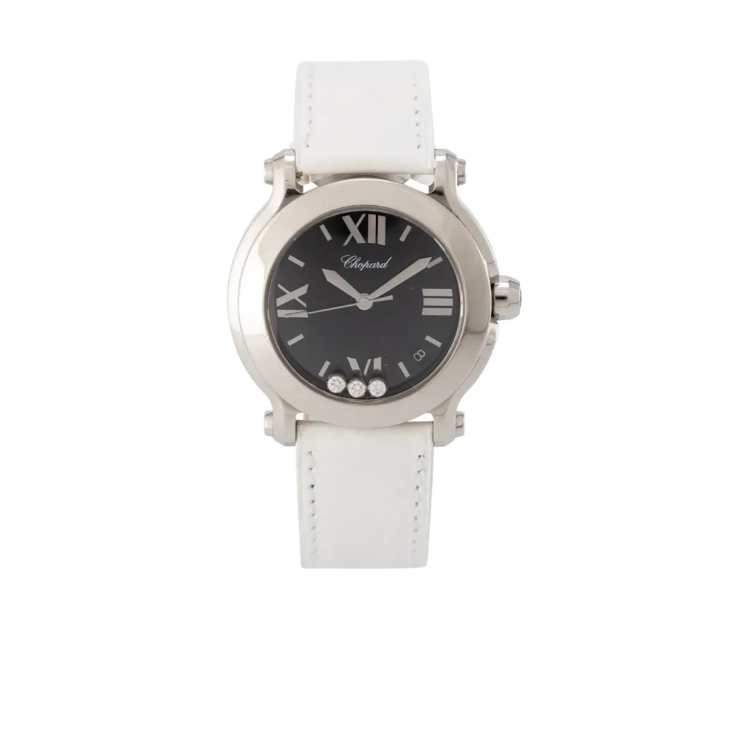 Feine, elegante Damenarmbanduhr mit schwebenden Brillanten und Datum