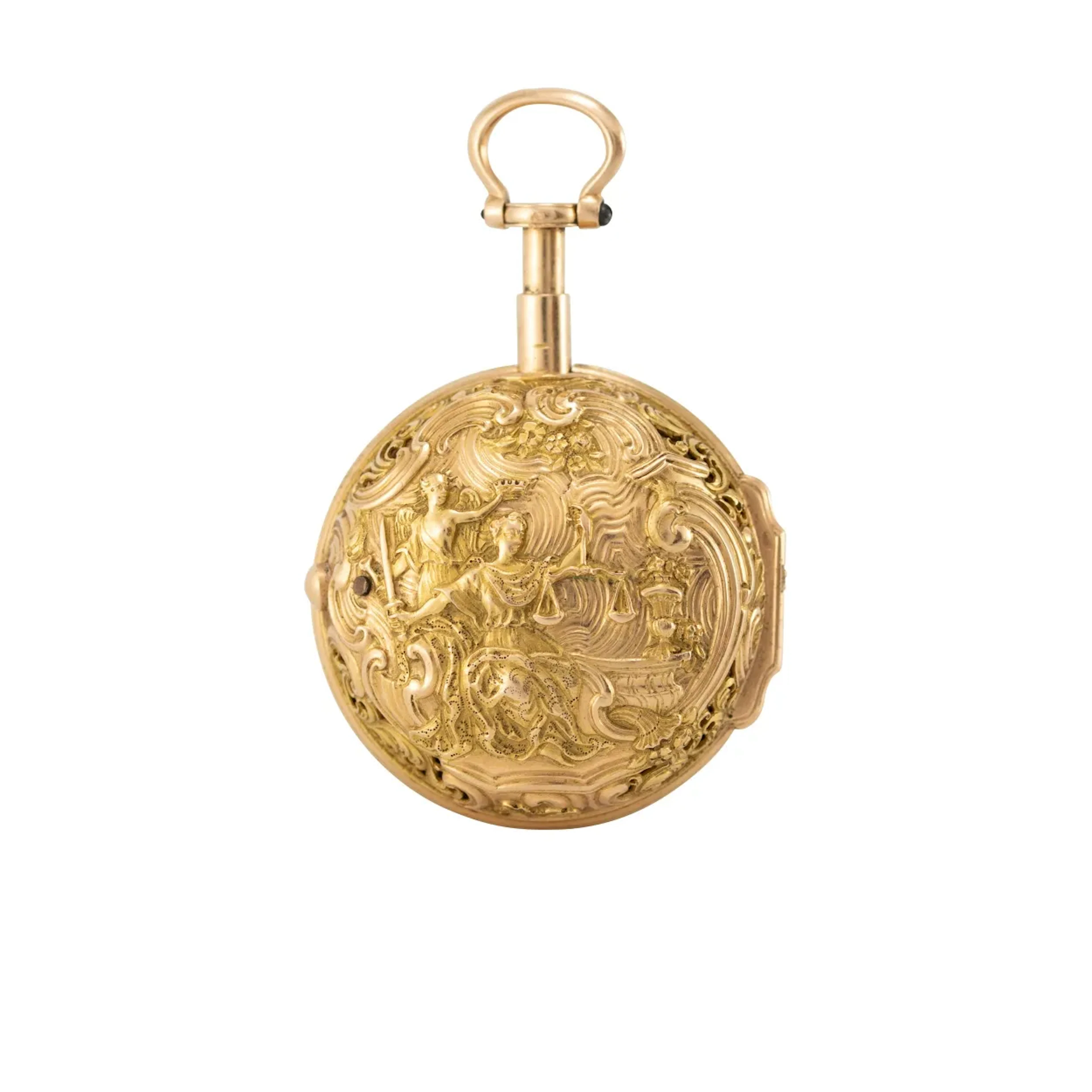 Außergewöhnliche, süddeutsche Miniatur-Repoussé -Spindeltaschenuhr