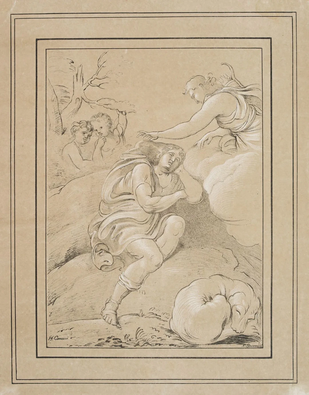 J. STRIXNER (*1782) after CARRACCI (*1560), Diana and Endymion, ca.