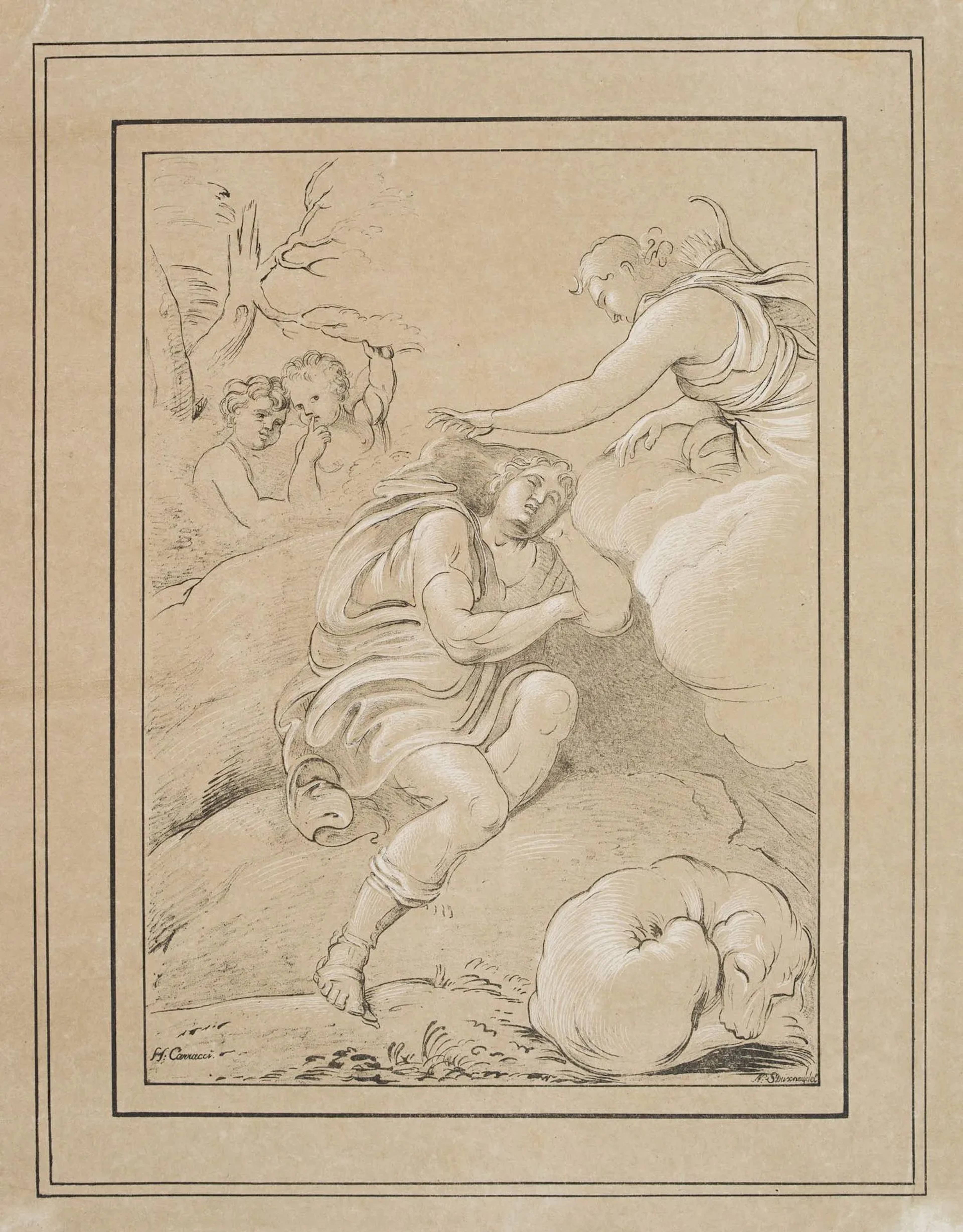 J. STRIXNER (*1782) after CARRACCI (*1560), Diana and Endymion, ca.