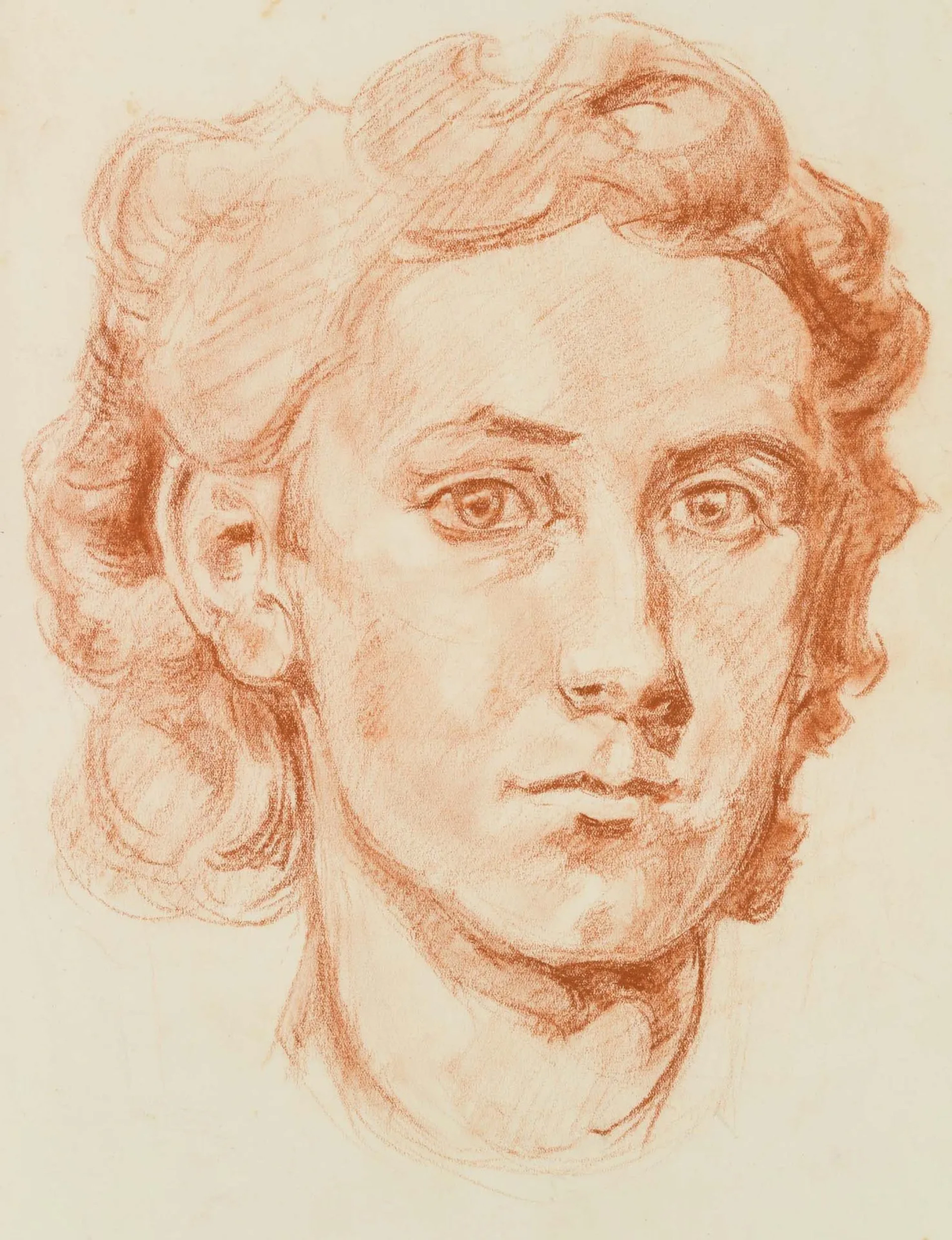 SCHEFFLER (20th), Portrait study of a young woman, around 1930, Red
