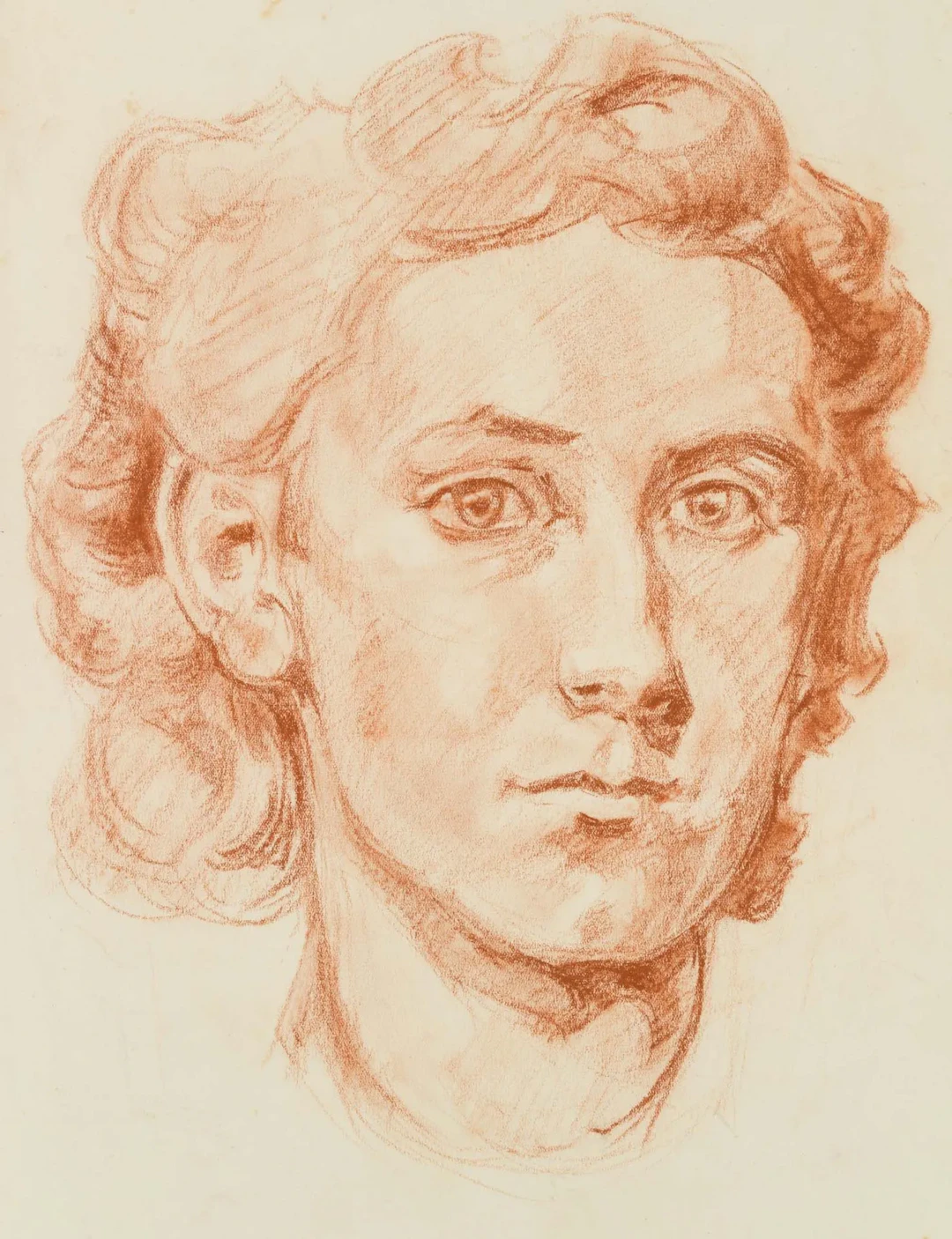 SCHEFFLER (20th), Portrait study of a young woman, around 1930, Red