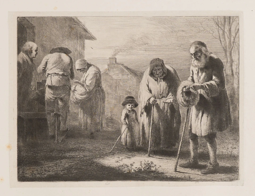 J. BOISSIEU (1736–1810), Poor Villagers, 1780, Etching Jean Jacques