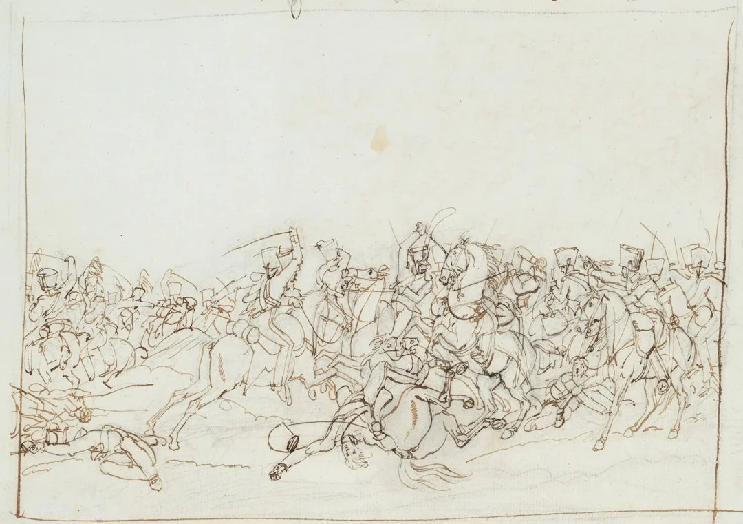 Attributed to P. HESS (1792–1871), A cavalry battle involving Napoleonic