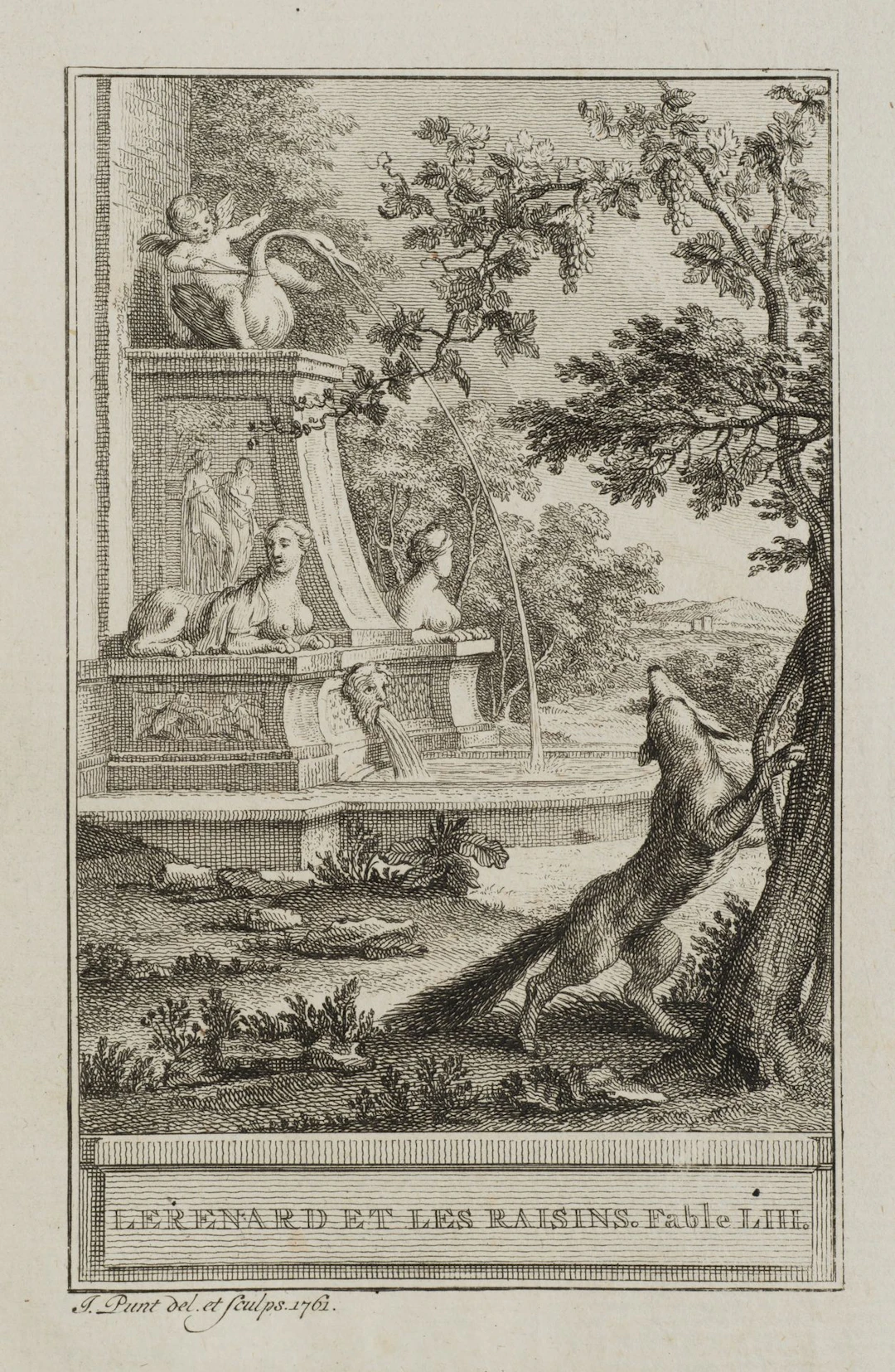 J. PUNT (1711–1779), *The Fox and the Grapes*, 1761, etching Jan Punt