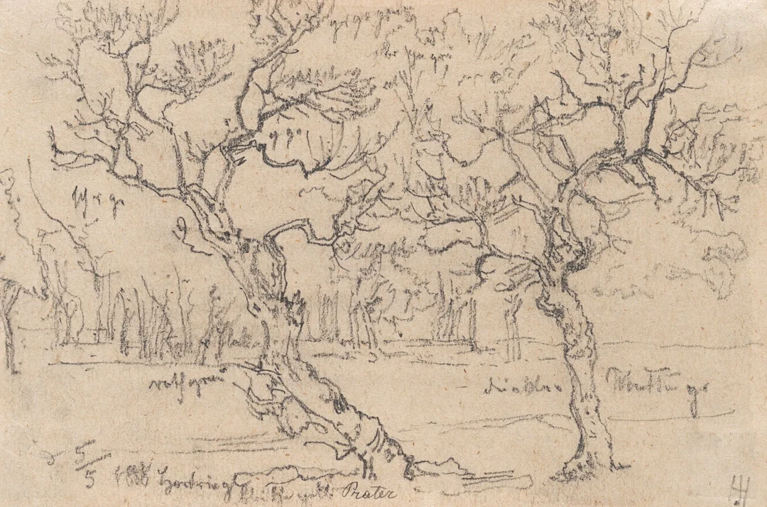 Monogram HH (19th), Trees in the Prater, 1888, Pencil Monogrammist