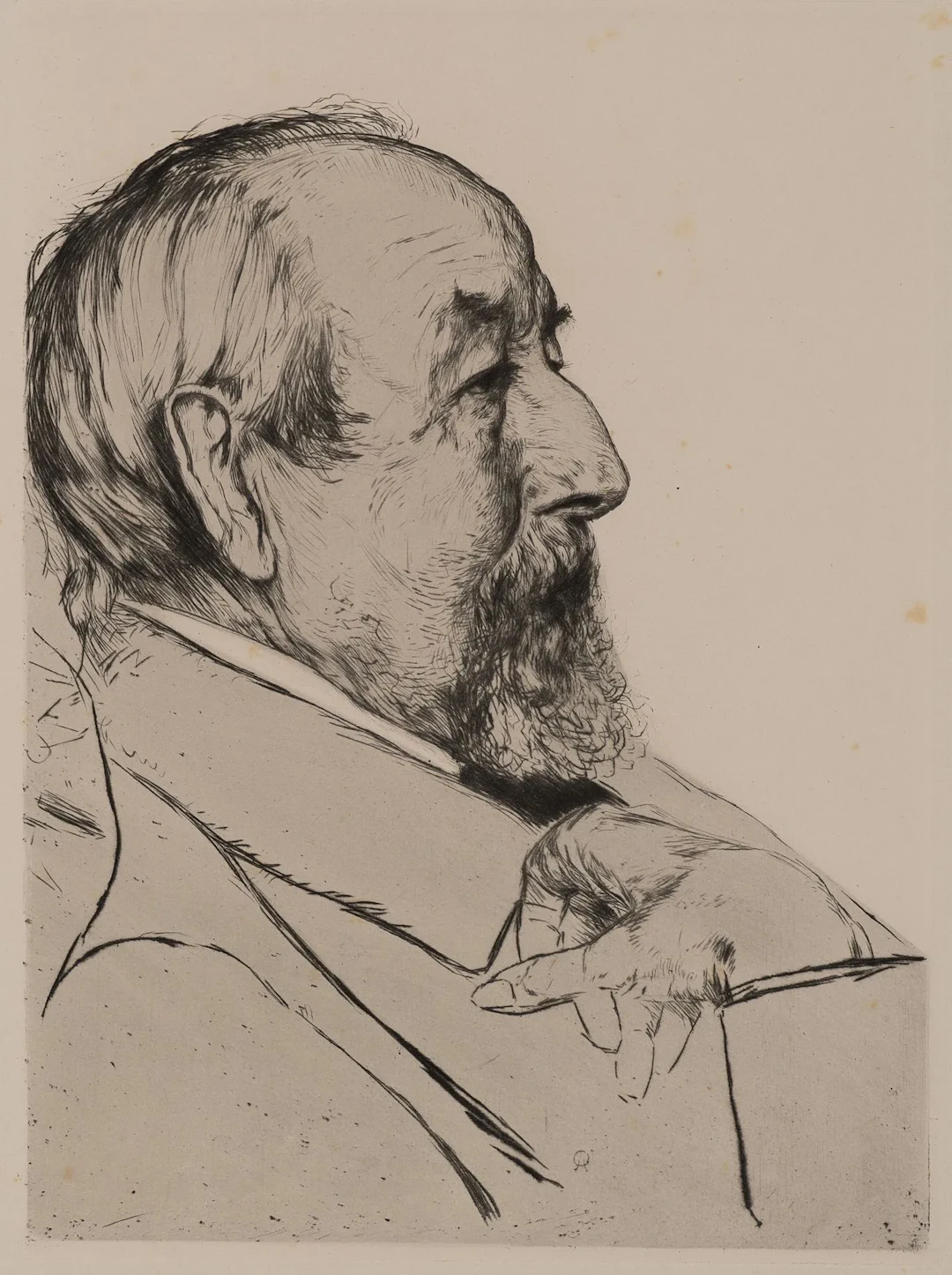 H. OLDE (1855–1917), A Portrait of the Writer Klaus Groth, 1896, Drypoint
