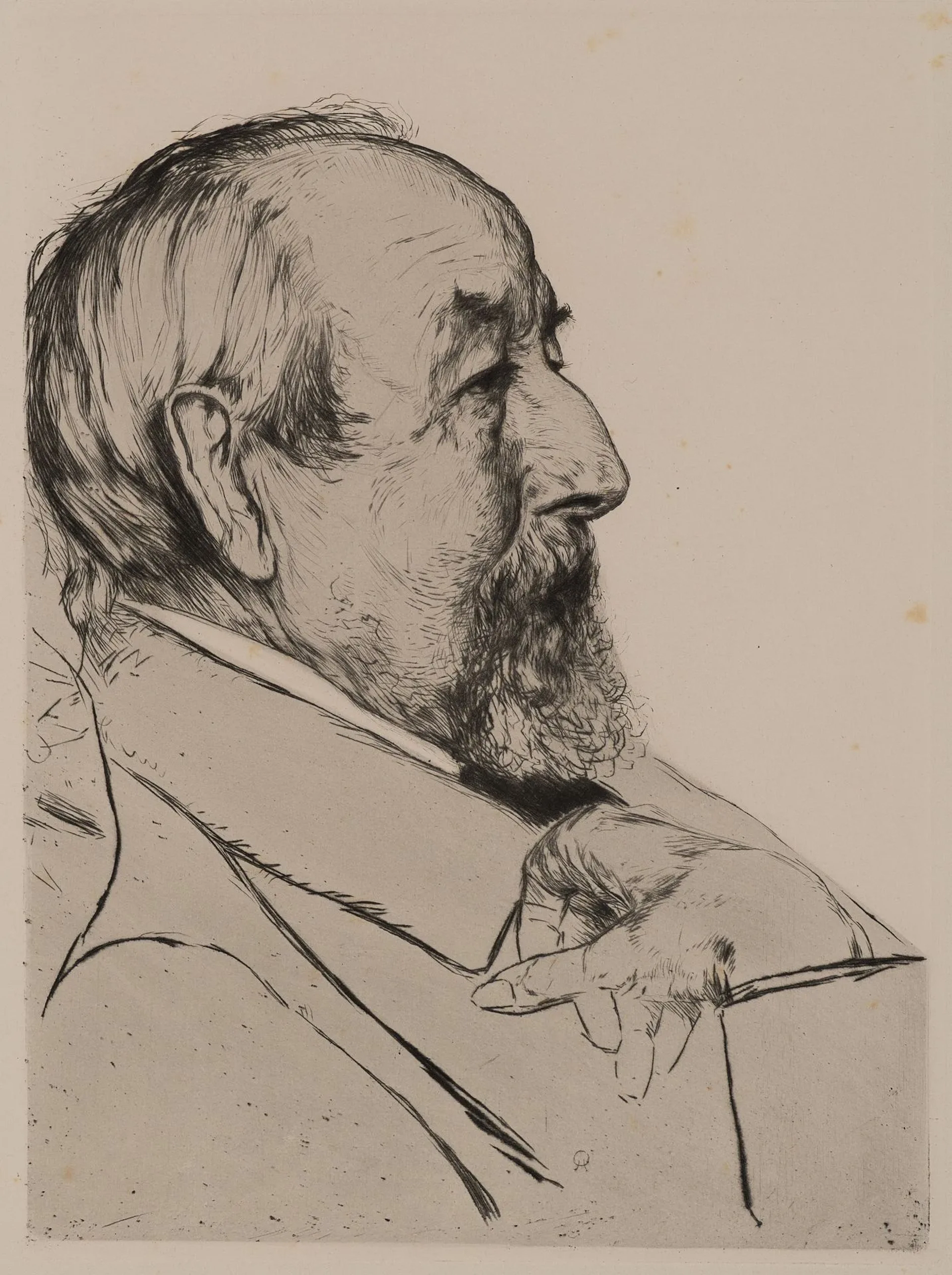 H. OLDE (1855–1917), A Portrait of the Writer Klaus Groth, 1896, Drypoint