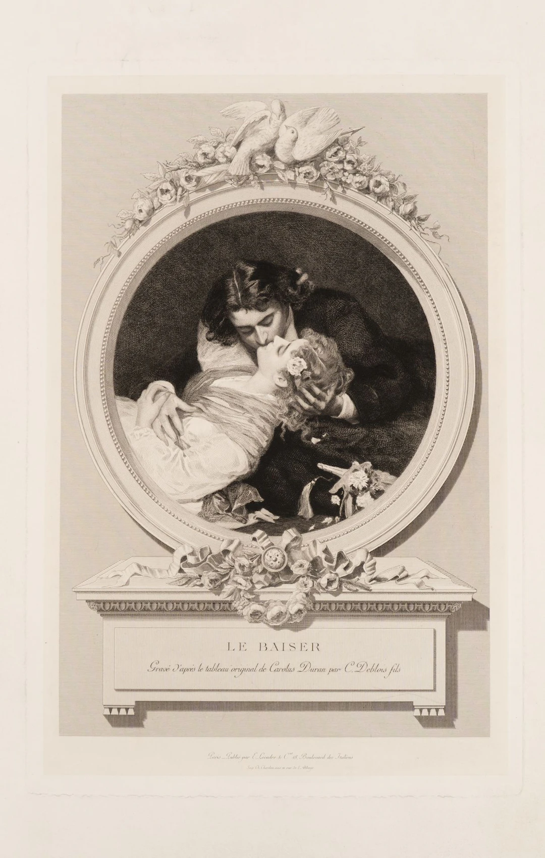 C. DEBLOIS (19th) after CAROLUS-DURAN (*1837), Le Baiser, Etching