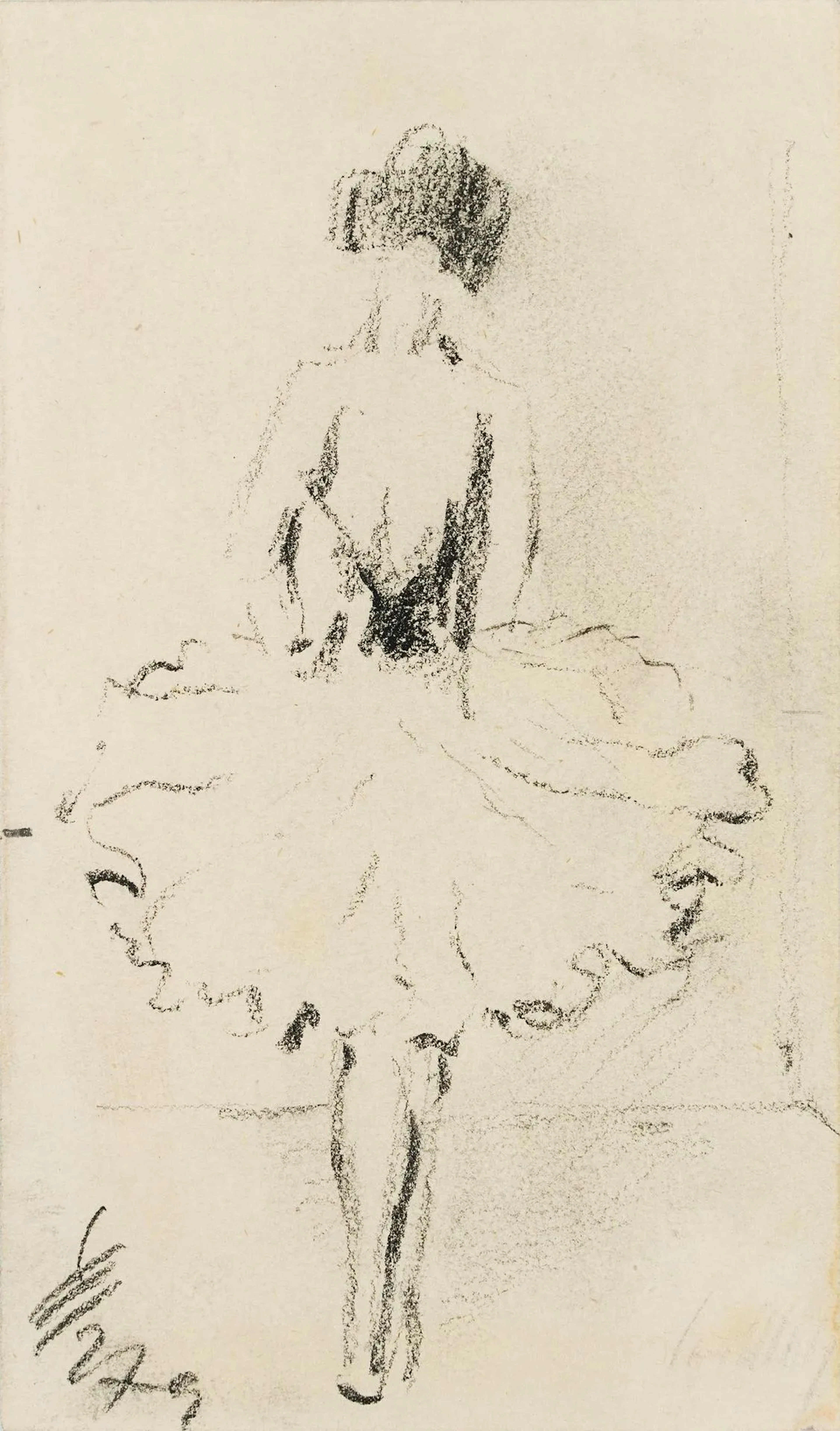 K. WOLF (1901–1993), A ballet dancer seen from behind, 1927, charcoal