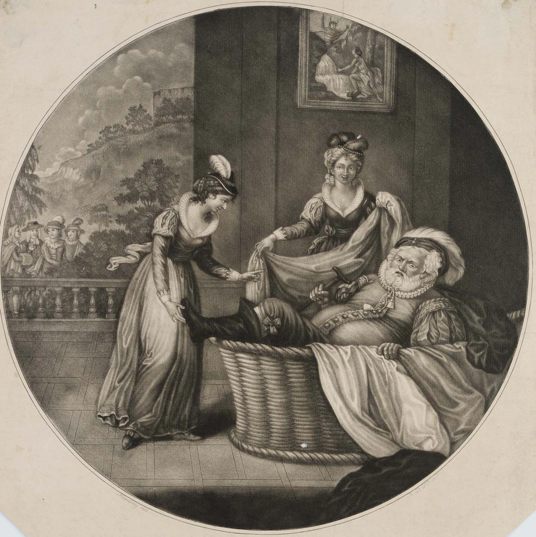 After HARDING (*1745), Falstaff in the laundry basket, Mezzotint After