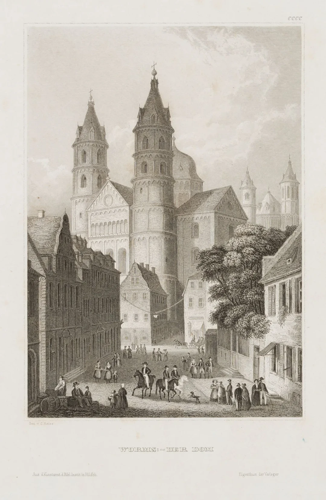 After REISS (19th), Imperial Cathedral in Worms, Steel engraving After
