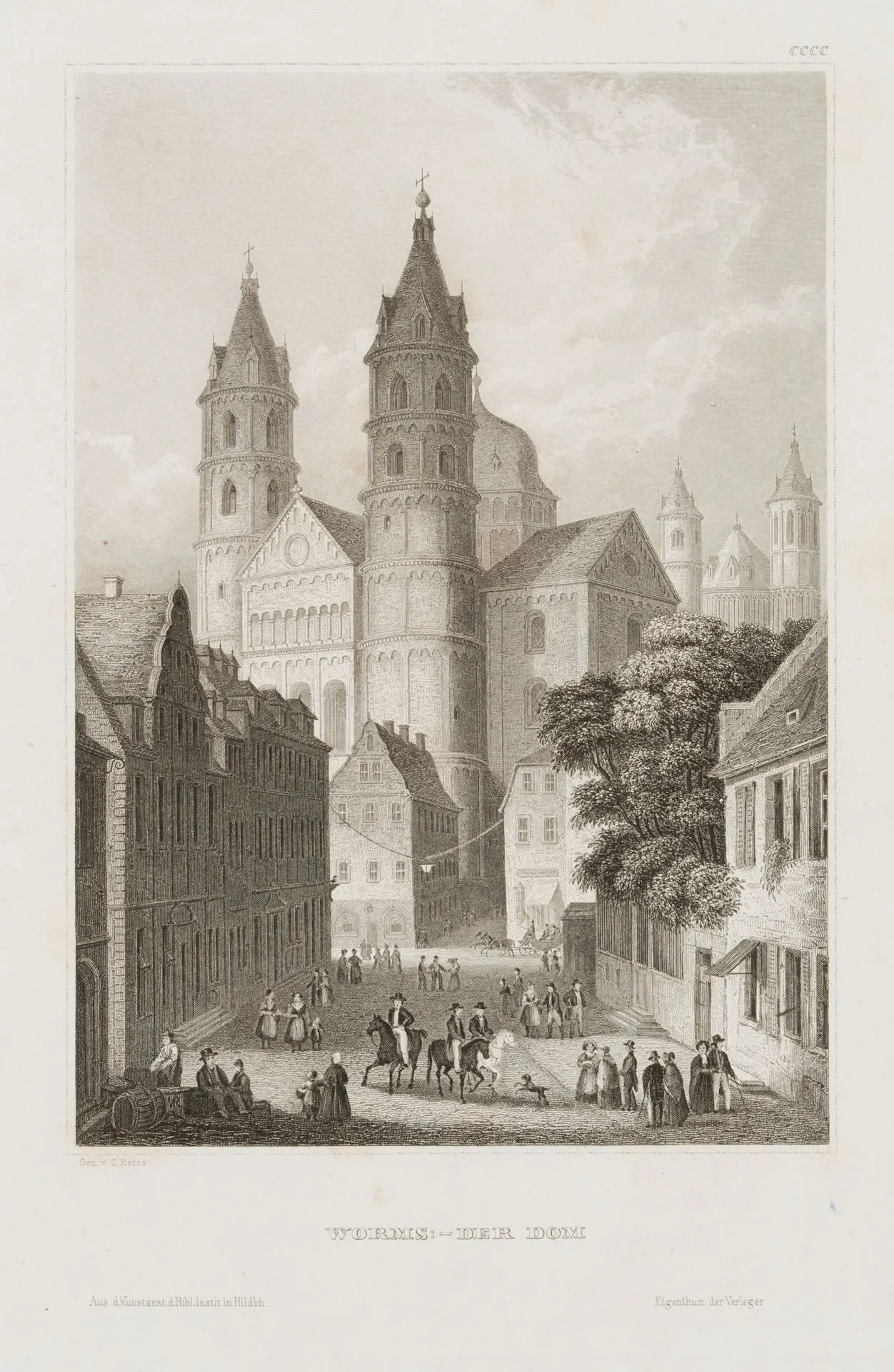 After REISS (19th), Imperial Cathedral in Worms, Steel engraving After
