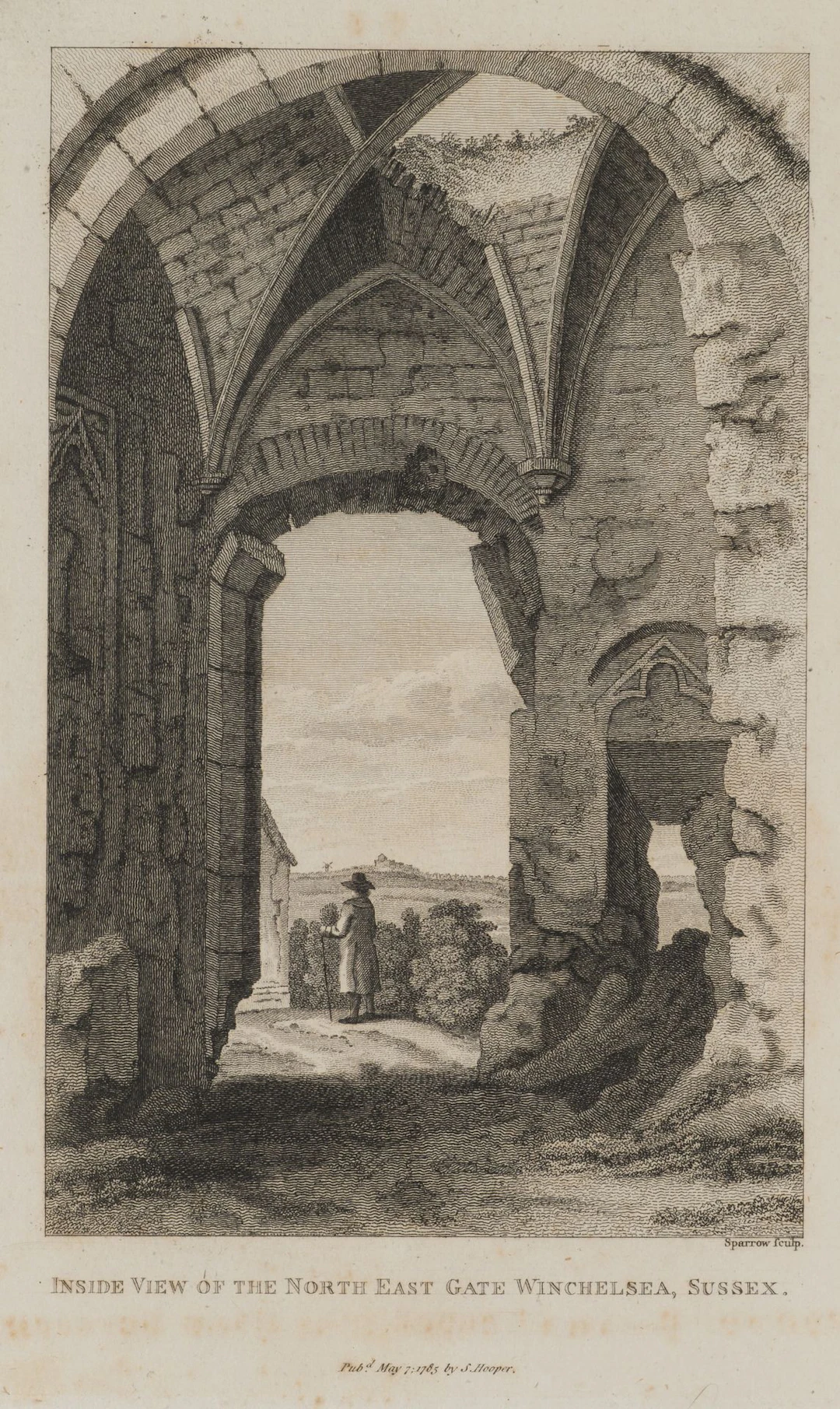 SPARROW (18th), North-east gate of Winchelsea, Etching Sparrow (18th