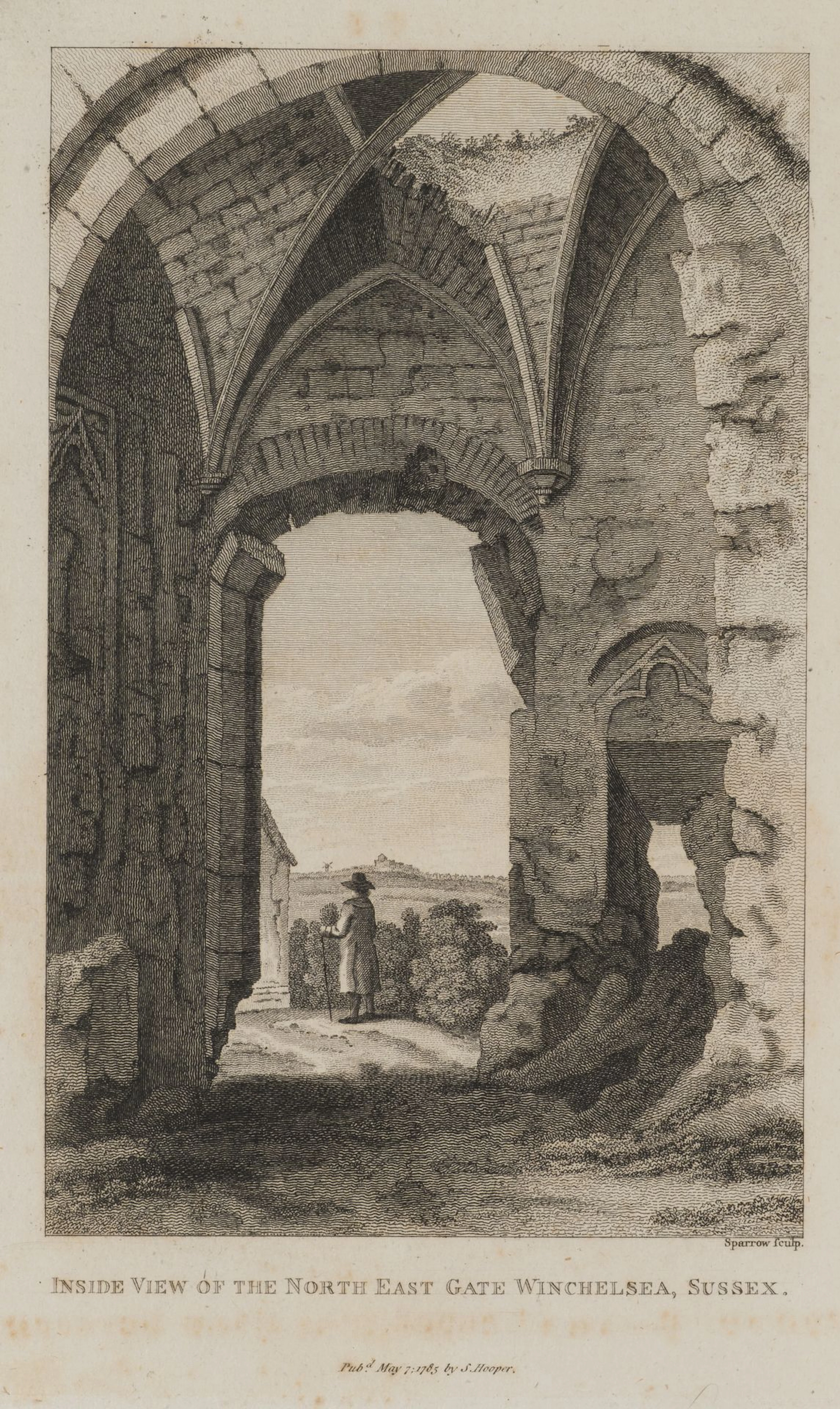 SPARROW (18th), North-east gate of Winchelsea, Etching Sparrow (18th