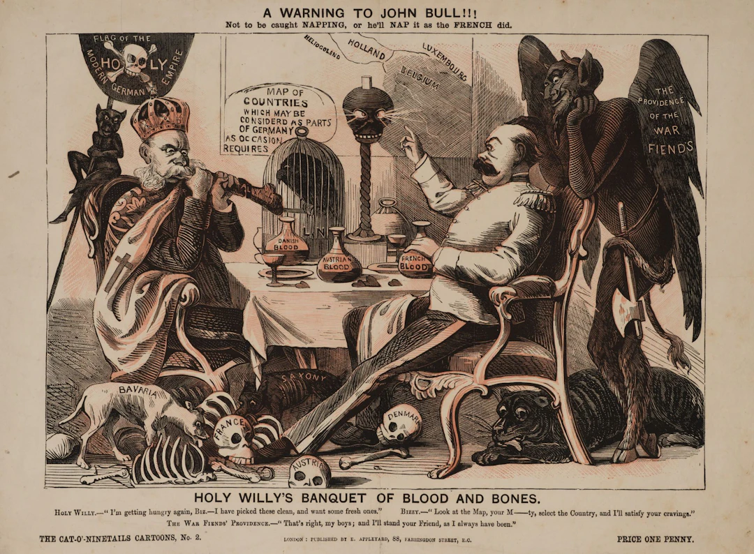 Unknown (19th century), A Bloody Banquet, 1870, color lithograph Unknown