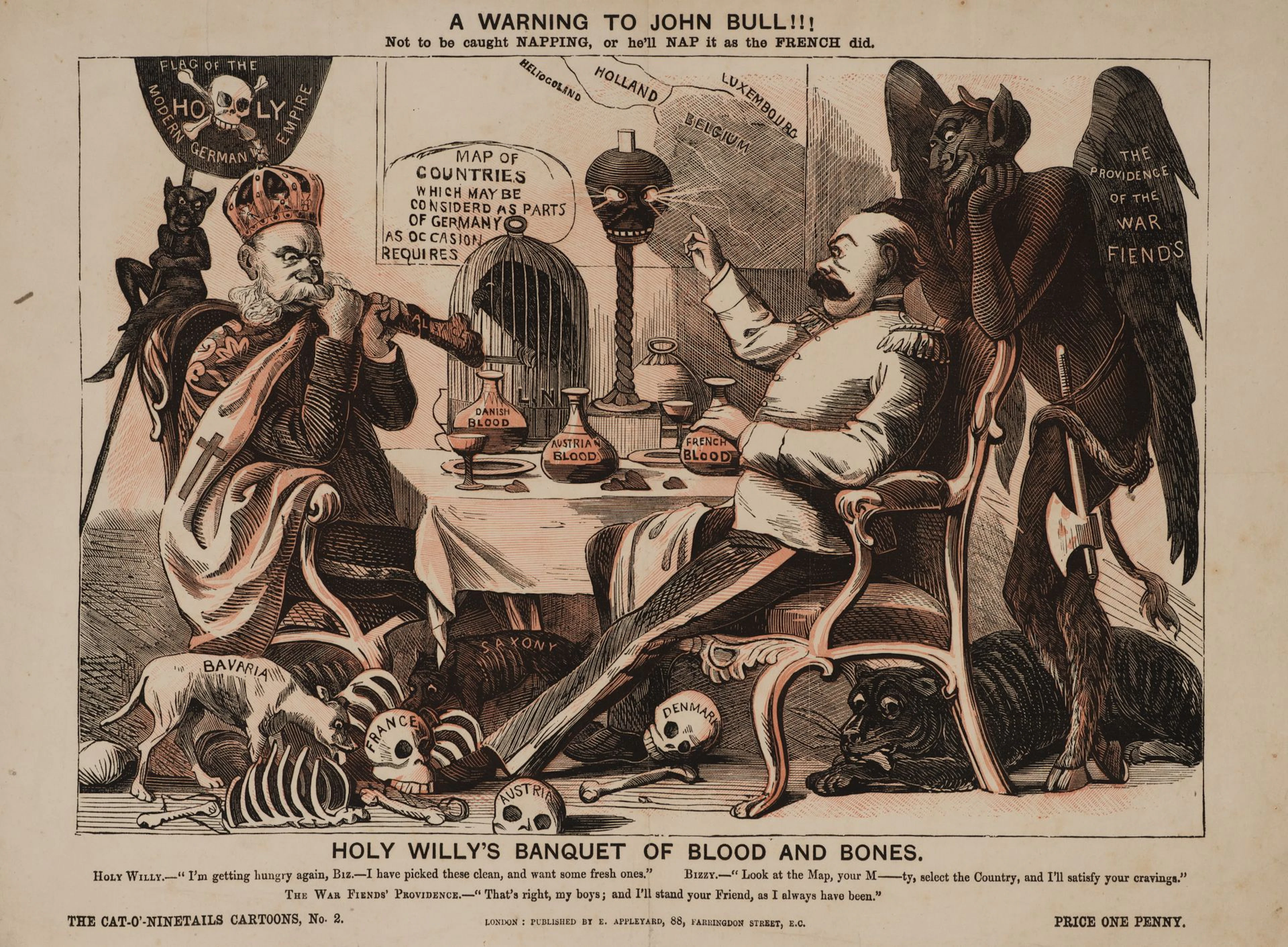 Unknown (19th century), A Bloody Banquet, 1870, color lithograph Unknown