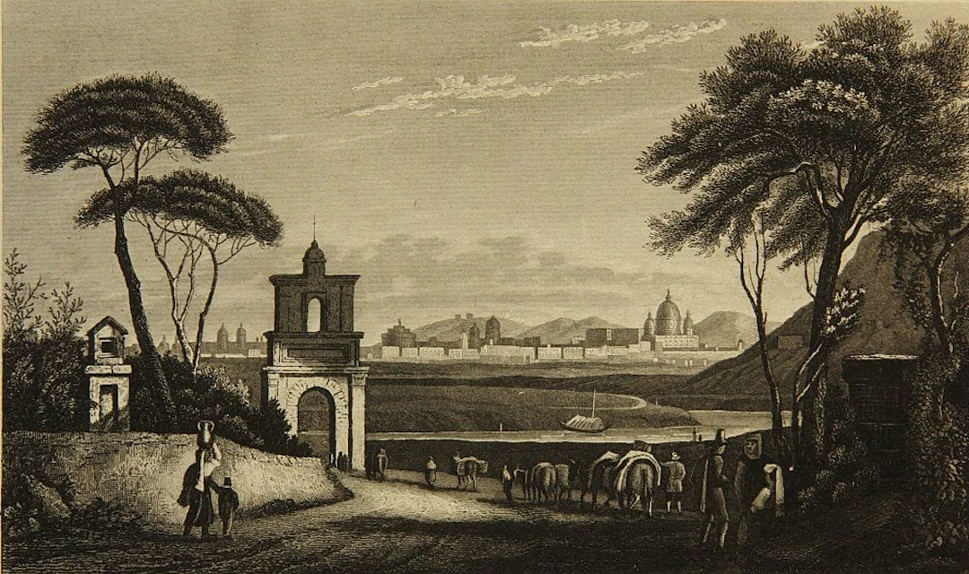 Unknown (19th century), A View of Rome, Steel engraving Unknown (19th