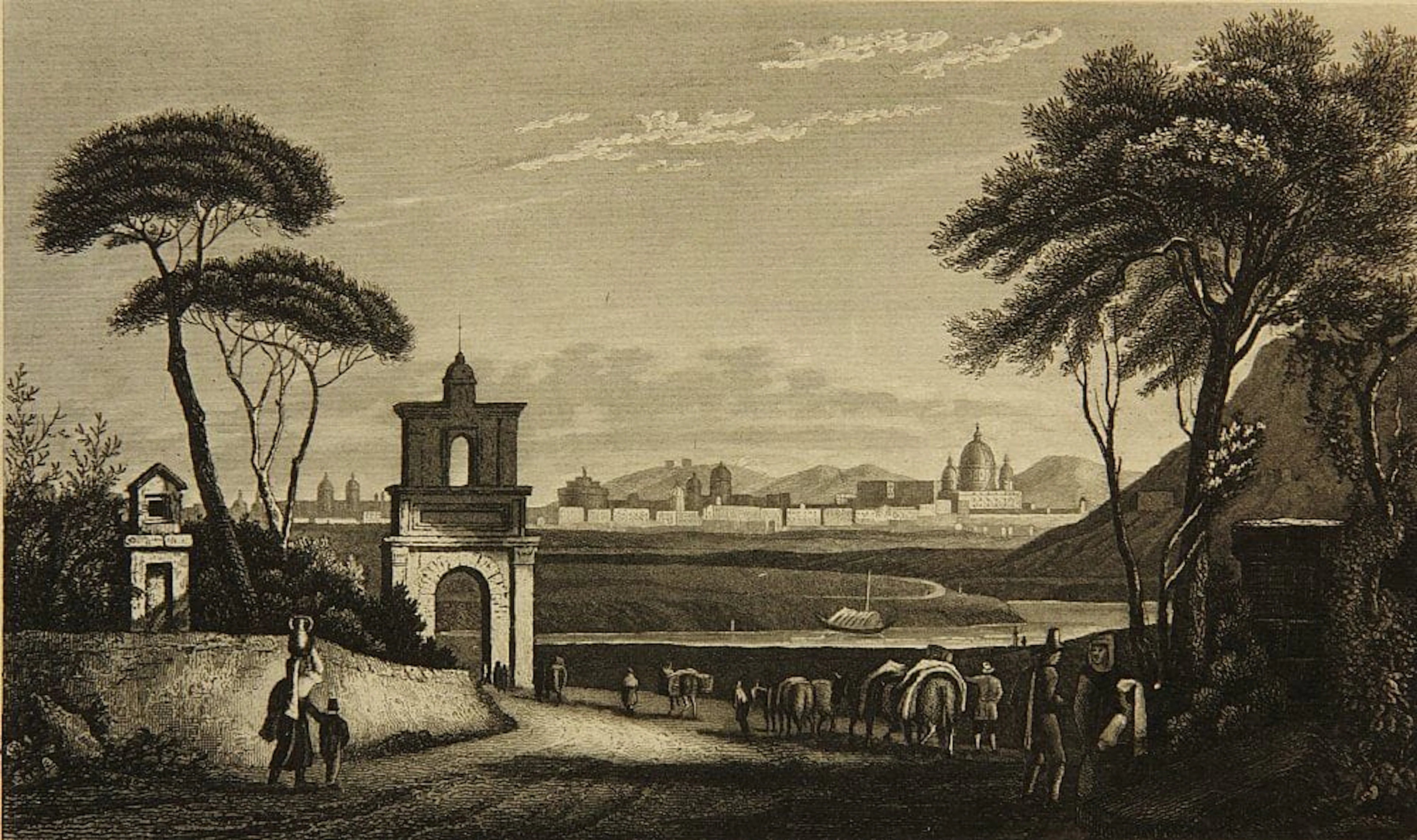 Unknown (19th century), A View of Rome, Steel engraving Unknown (19th
