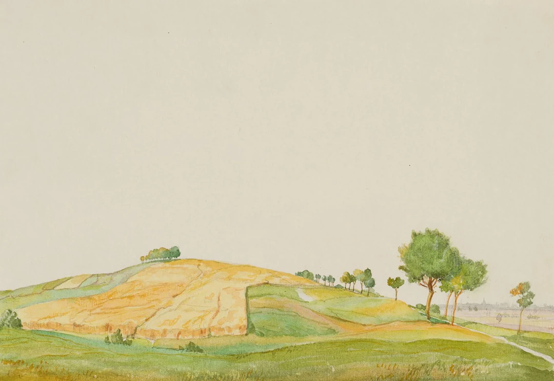 C. WALTHER (1880–1954), Fields and Trees, Watercolor Carl August Walther